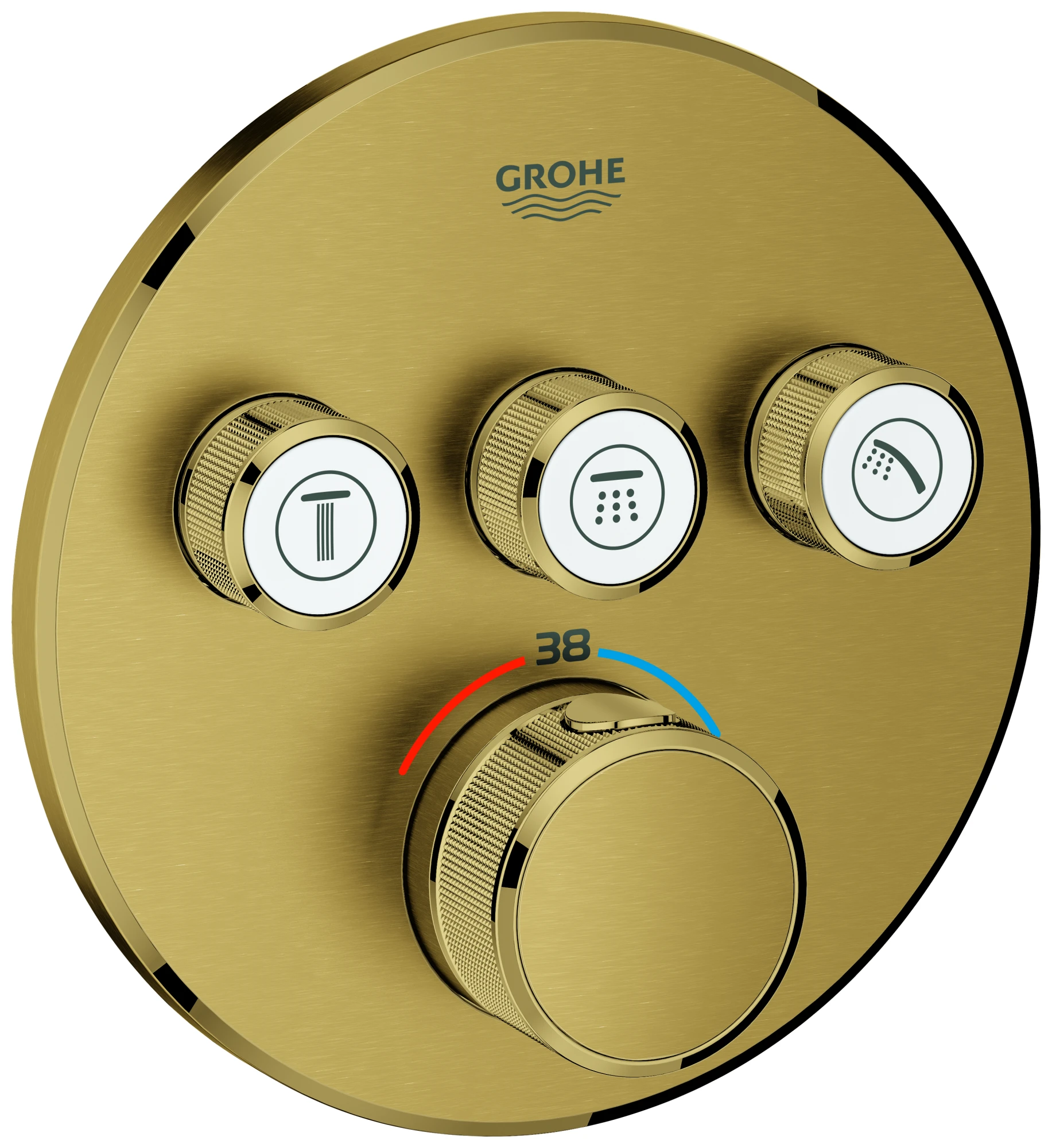 Thermostat Grohtherm SmartControl 29121, mit 3 Absperrventilen, Fertigmontageset für Rapido SmartBox, Wandrosette rund, chrom