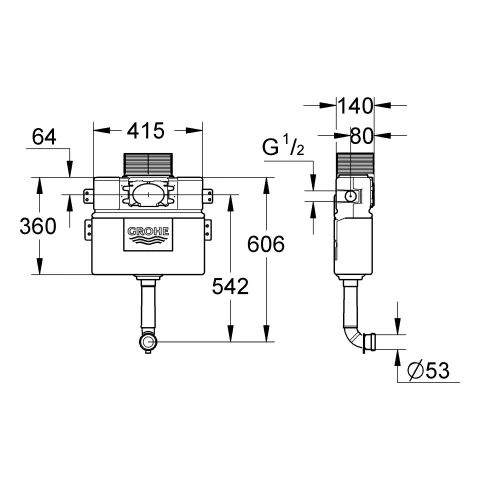 WC-Spülkasten 38579, Wandeinbau, 6-9l einstellbar, 1,00 m Bauhöhe, Betätigung von vorn oder oben WC-Spülkasten 38579, Wandeinbau, 6-9l einstellbar, 1,00 m Bauhöhe, Betätigung von vorn oder oben
