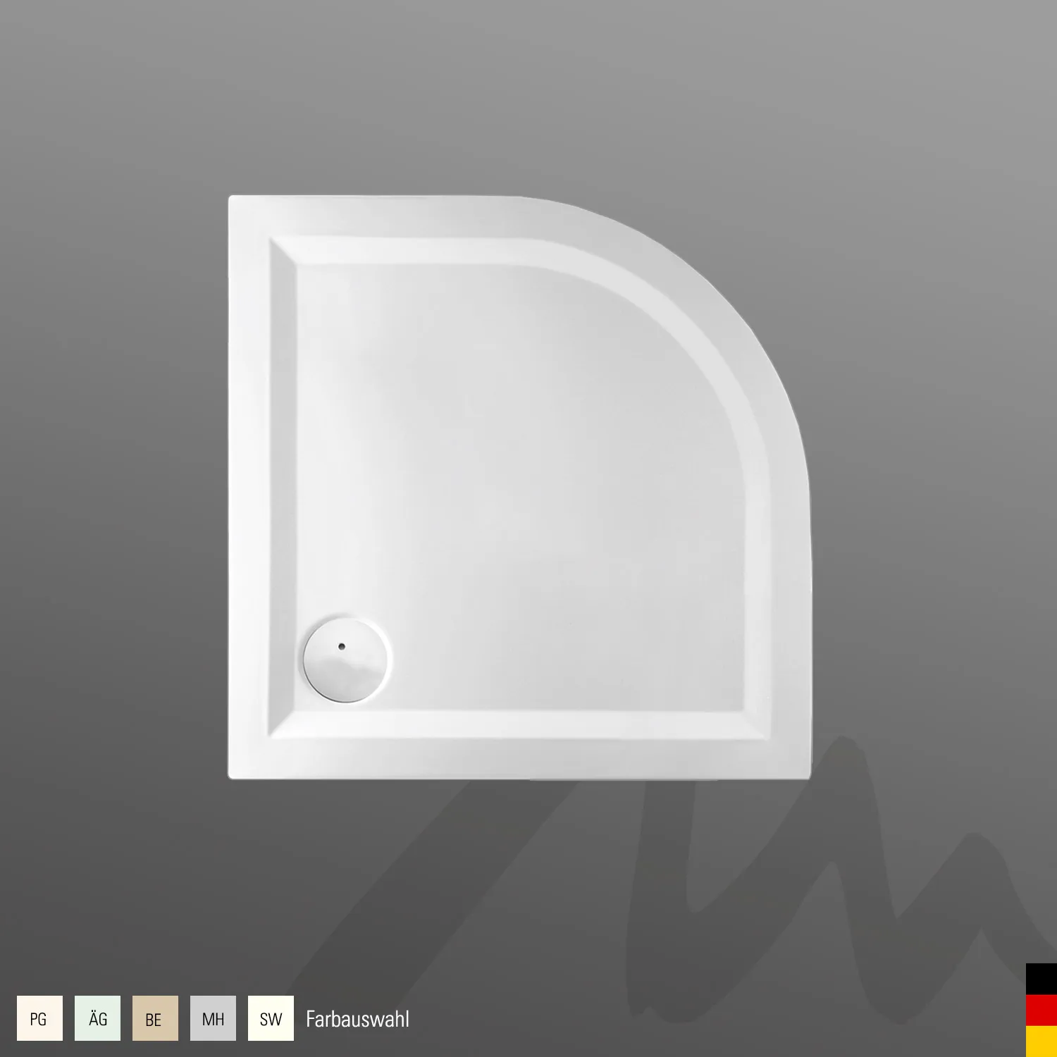 Mauersberger aphylla Acryl-Duschwanne Viertelkreisform 90 SF R:55, 900x900x50, Farbgruppe 2