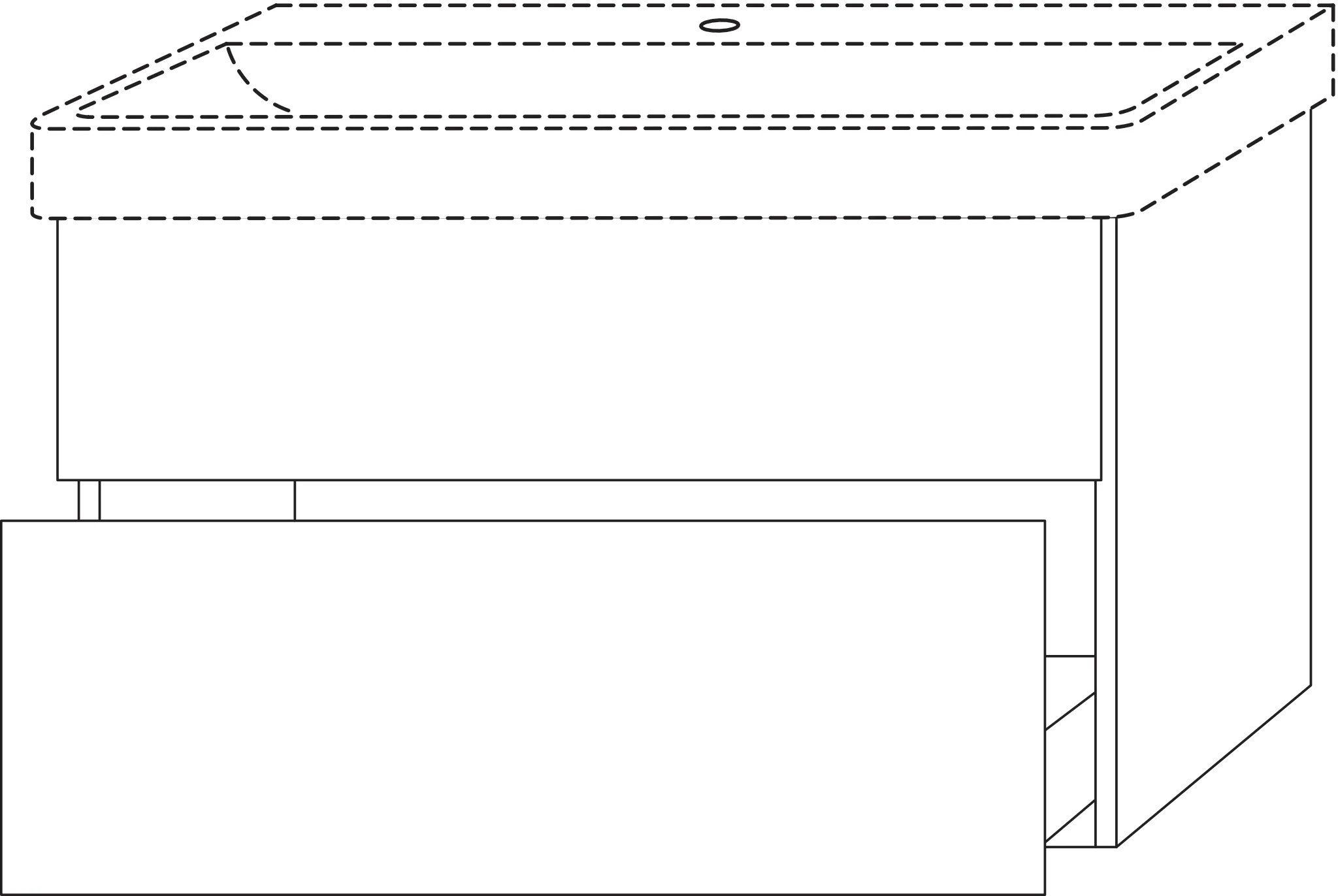 Waschtischunterbau mit Auszügen 3way (BP837) 588x950x447 Graphit-Matt