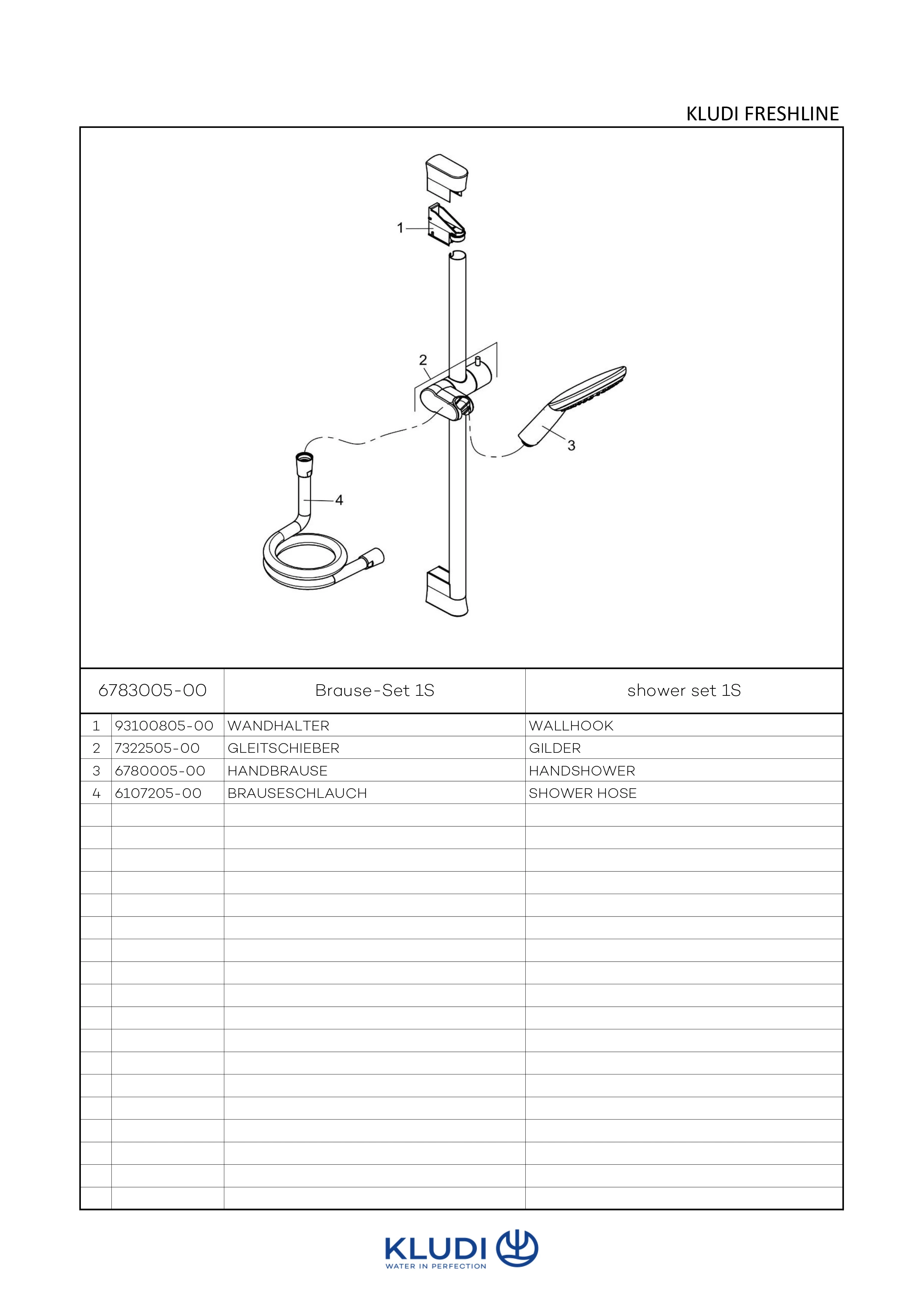 FRESHLINE Brause-Set 1S L=600mm chrom