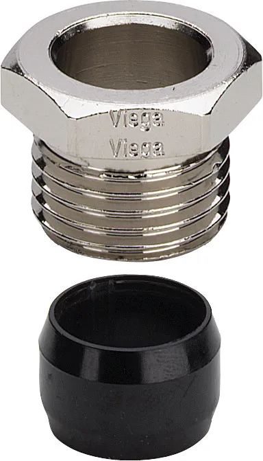 Viega „Sanfix“ Anschlussverschraubung für Kupferrohr, Stahlrohr vernickelt 15 mm × 1/2″ Viega „Sanfix“ Anschlussverschraubung für Kupferrohr, Stahlrohr vernickelt 15 mm × 1/2″