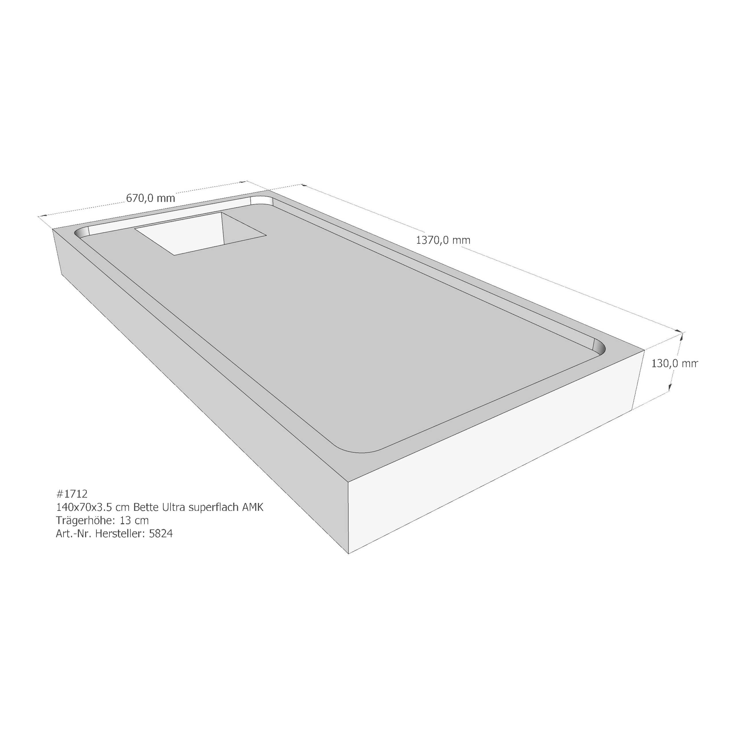 Duschwannenträger für Bette Ultra (superflach) 140 × 70 × 3,5 cm Breite: 70 cm / Länge: 140 cm Duschwannenträger für Bette Ultra (superflach) 140 × 70 × 3,5 cm Breite: 70 cm / Länge: 140 cm