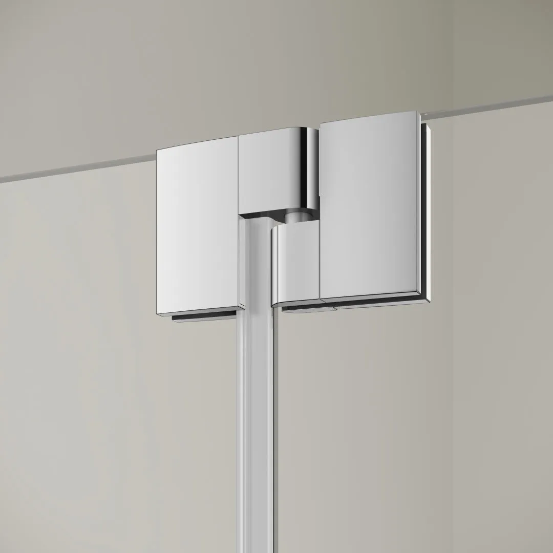 Kermi Duschdesign Viertelkreis-Duschkabine mit Pendeltüren mit Festfeldern für gleichschenklige Wannen „FILIA XP“ Glas Klar, Profile Silber Hochglanz, BV: 875 - 900 mm GAK: 860 - 885 mm WE: 885 - 910 mm H: 2000 mm