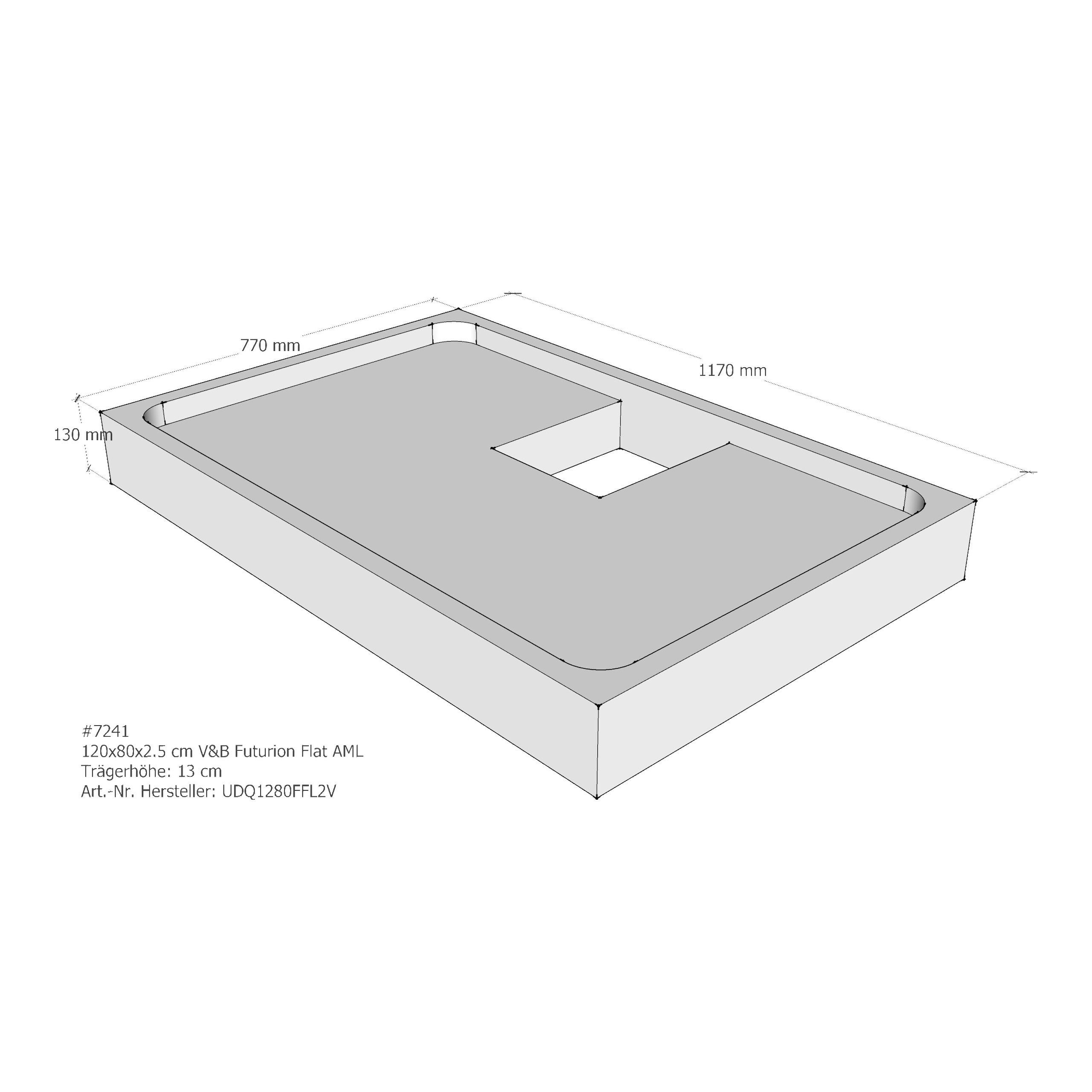 Duschwannenträger für Villeroy & Boch Futurion Flat 120 × 80 × 2,5 cm