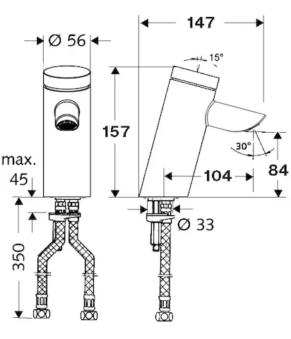 Waschtisch-Armatur PURIS SC, HD-M - Hochdruck Mischwasser, Selbstschluss, 2x G 3/8 IG, chrom