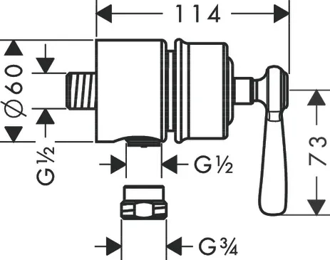 Wandabsperrventil Axor Montreux Fixfit Stop chr.Hebelgr.Schlauchanschl. Wandabsperrventil Axor Montreux Fixfit Stop chr.Hebelgr.Schlauchanschl.