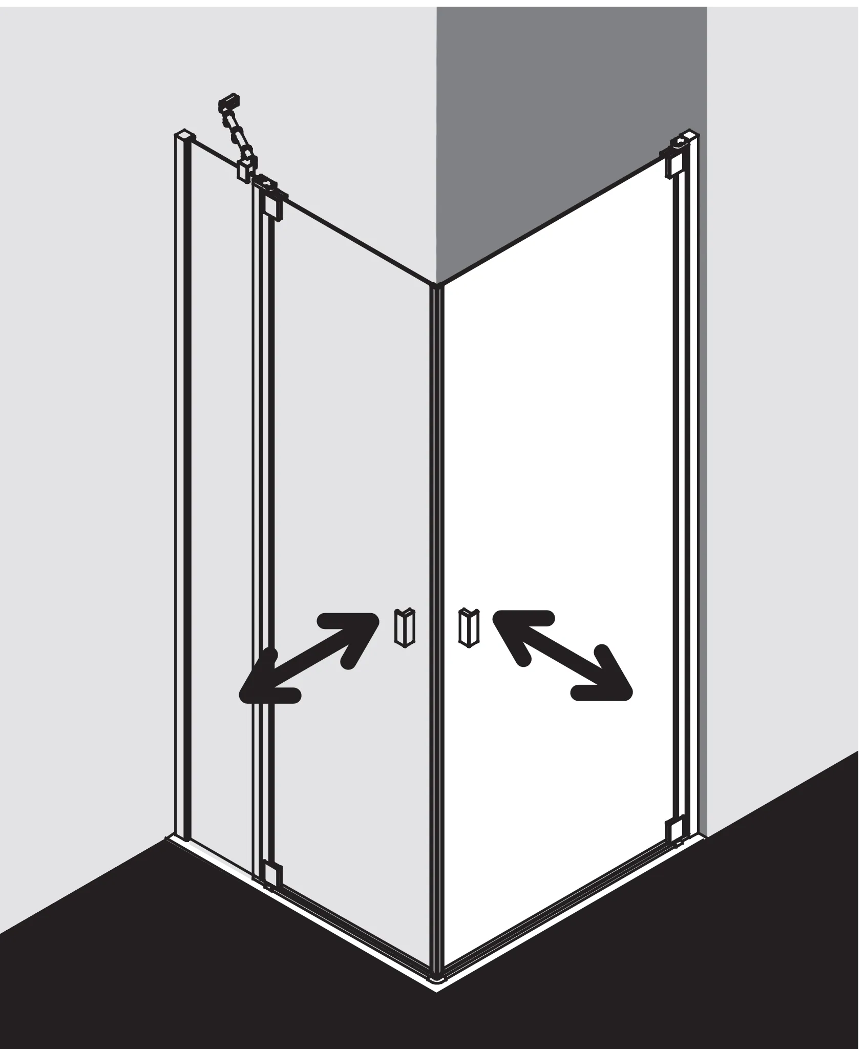 Kermi Duschtür Eckeinstieg (Pendeltüren) Halbteil rechts „RAYA“ Glas Klar Dekor Stripe 3, Profile Silber Hochglanz, BV: 870 - 900 mm GAK: 855 - 885 mm WE: 880 - 910 mm H: 1850 mm Kermi Duschtür Eckeinstieg (Pendeltüren) Halbteil rechts „RAYA“ Glas Klar Dekor Stripe 3, Profile Silber Hochglanz, BV: 870 - 900 mm GAK: 855 - 885 mm WE: 880 - 910 mm H: 1850 mm