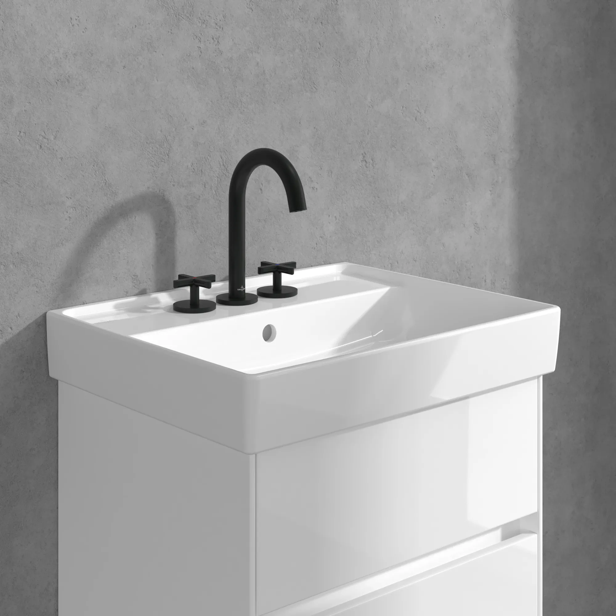 Villeroy & Boch Dreiloch-Waschtischarmatur Loop & Friends, 60x177x225mm, Matt Black Villeroy & Boch Dreiloch-Waschtischarmatur Loop & Friends, 60x177x225mm, Matt Black