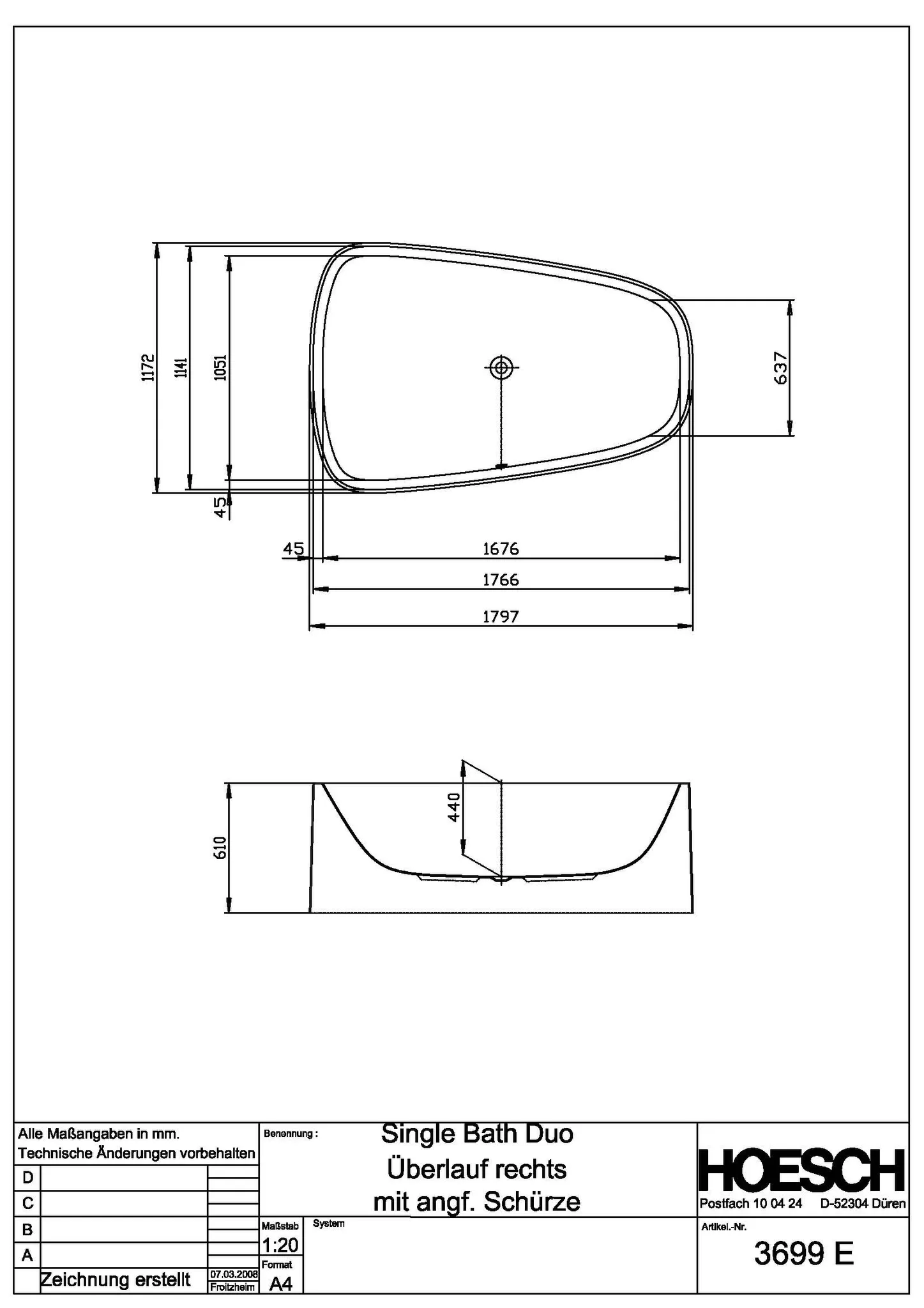 Hoesch SingleBath Duo Badewanne freistehend, Weiß Hoesch SingleBath Duo Badewanne freistehend, Weiß