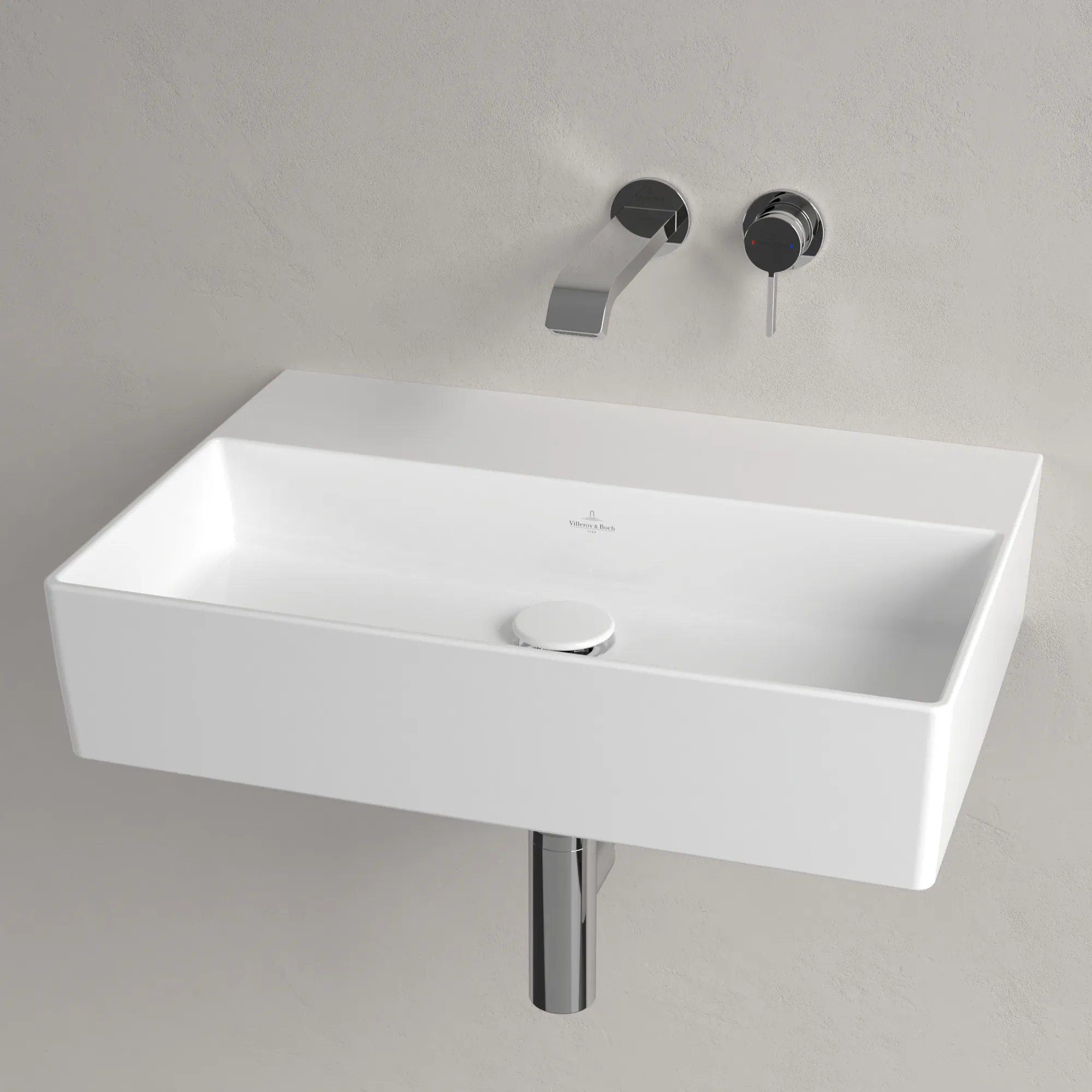 Villeroy & Boch Wandwaschtisch aus TitanCeram geschliffen „Memento 2.0“ 600 × 420 × 135 mm, ohne Hahnlochbohrung in Weiß Alpin Villeroy & Boch Wandwaschtisch aus TitanCeram geschliffen „Memento 2.0“ 600 × 420 × 135 mm, ohne Hahnlochbohrung in Weiß Alpin