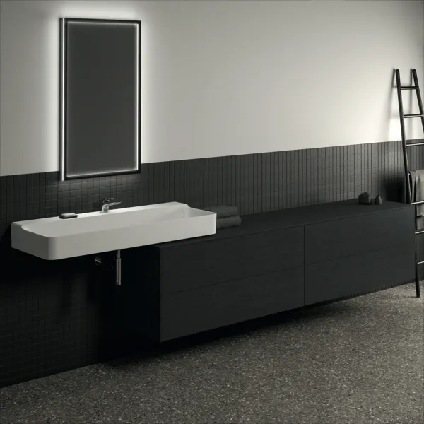 Ideal Standard Conca Waschtischunterschrank, Eiche geflammt, 4 Auszüge, Push-Open mit Softclose, 2387x505x550 mm