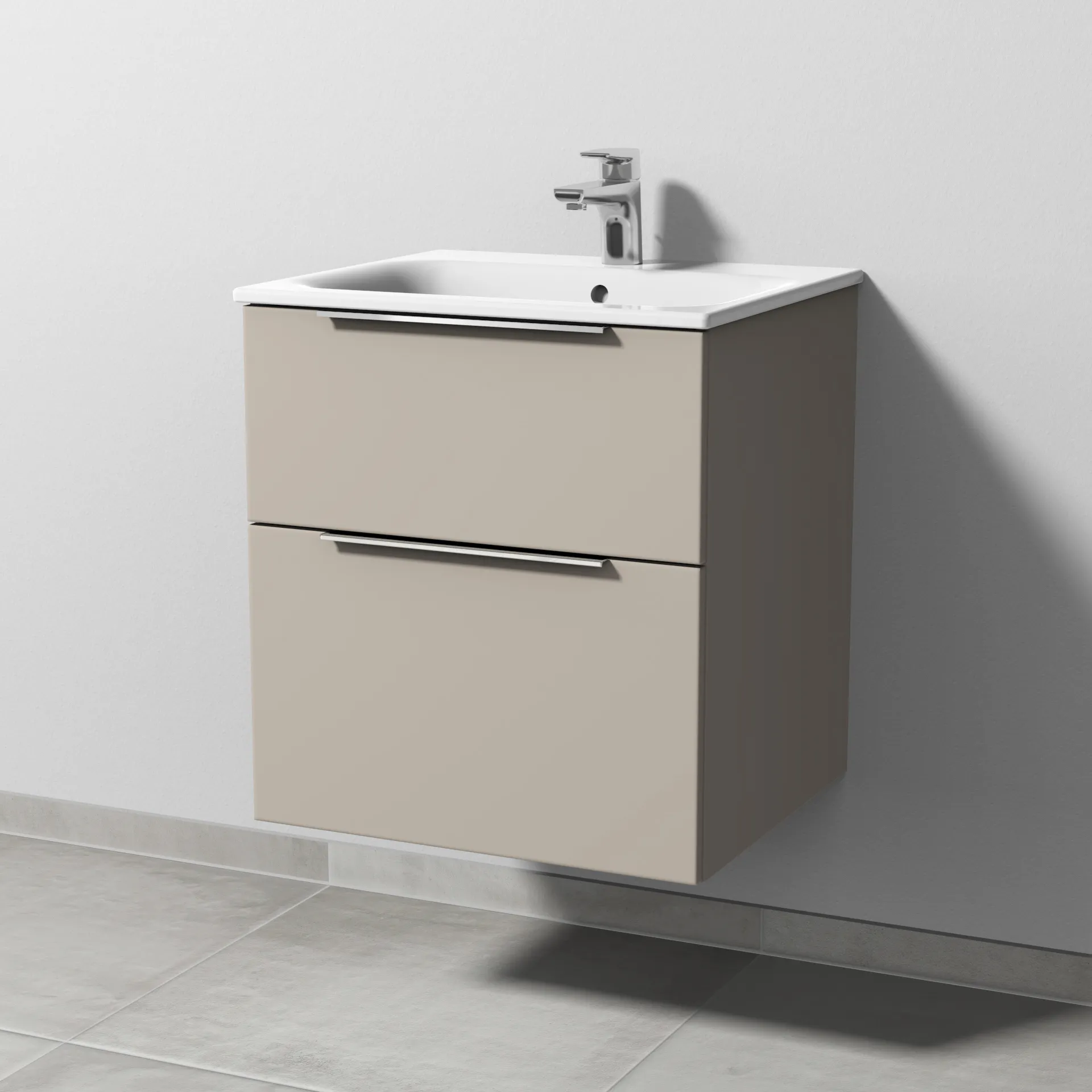 Sanipa Waschtischunterschrank „3way“ passend zu Keramik-Waschtische Renova Plan Slim von Geberit 535 × 582 × 472 mm in Kaschmir (matt)