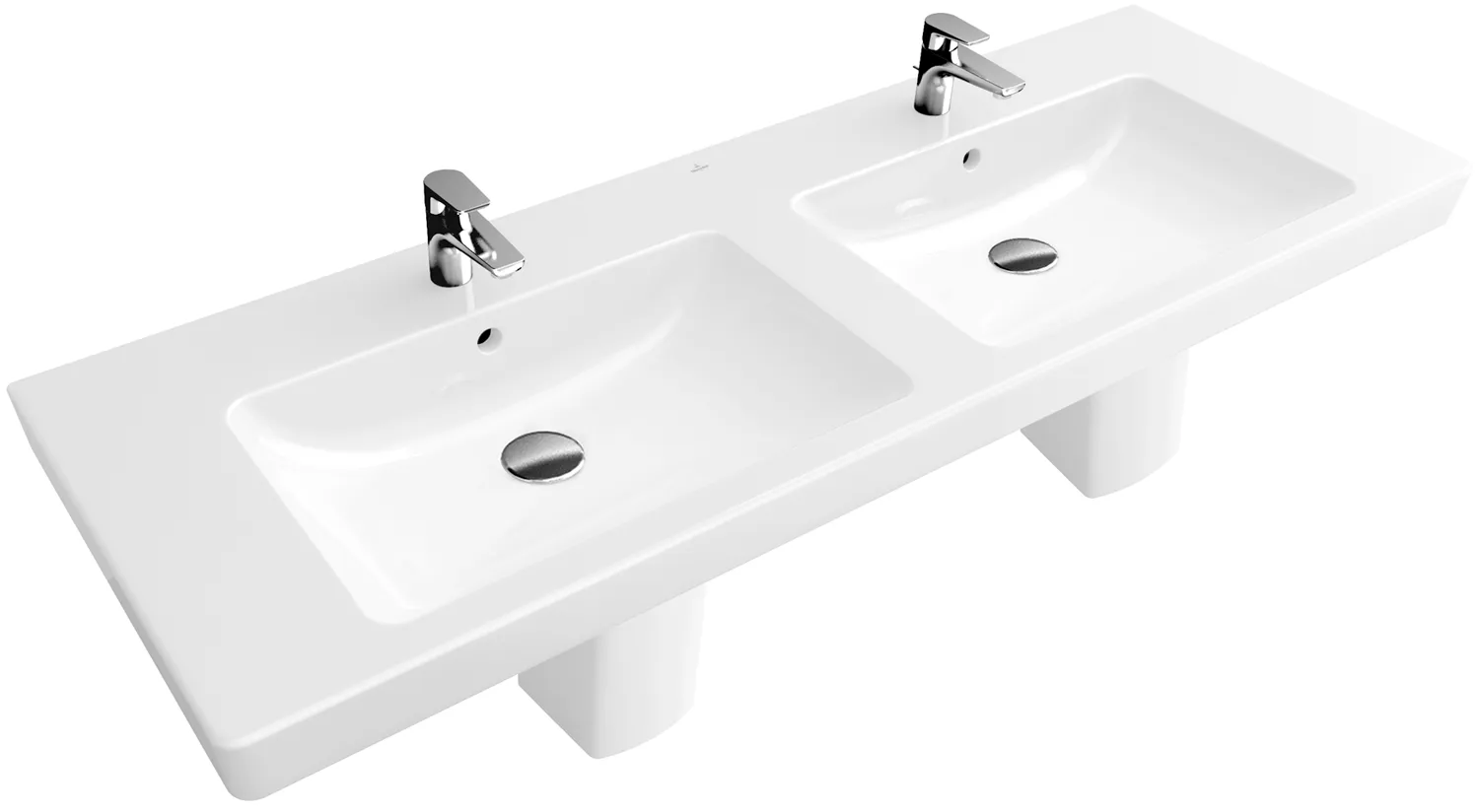 Villeroy & Boch Doppelwaschtisch „Subway 2.0“ 1300 × 470 × 150 mm, für links und rechts, mit Hahnlochbank, mit Hahnlochbohrung, Hahnlochposition links und rechts in Weiß Alpin Villeroy & Boch Doppelwaschtisch „Subway 2.0“ 1300 × 470 × 150 mm, für links und rechts, mit Hahnlochbank, mit Hahnlochbohrung, Hahnlochposition links und rechts in Weiß Alpin