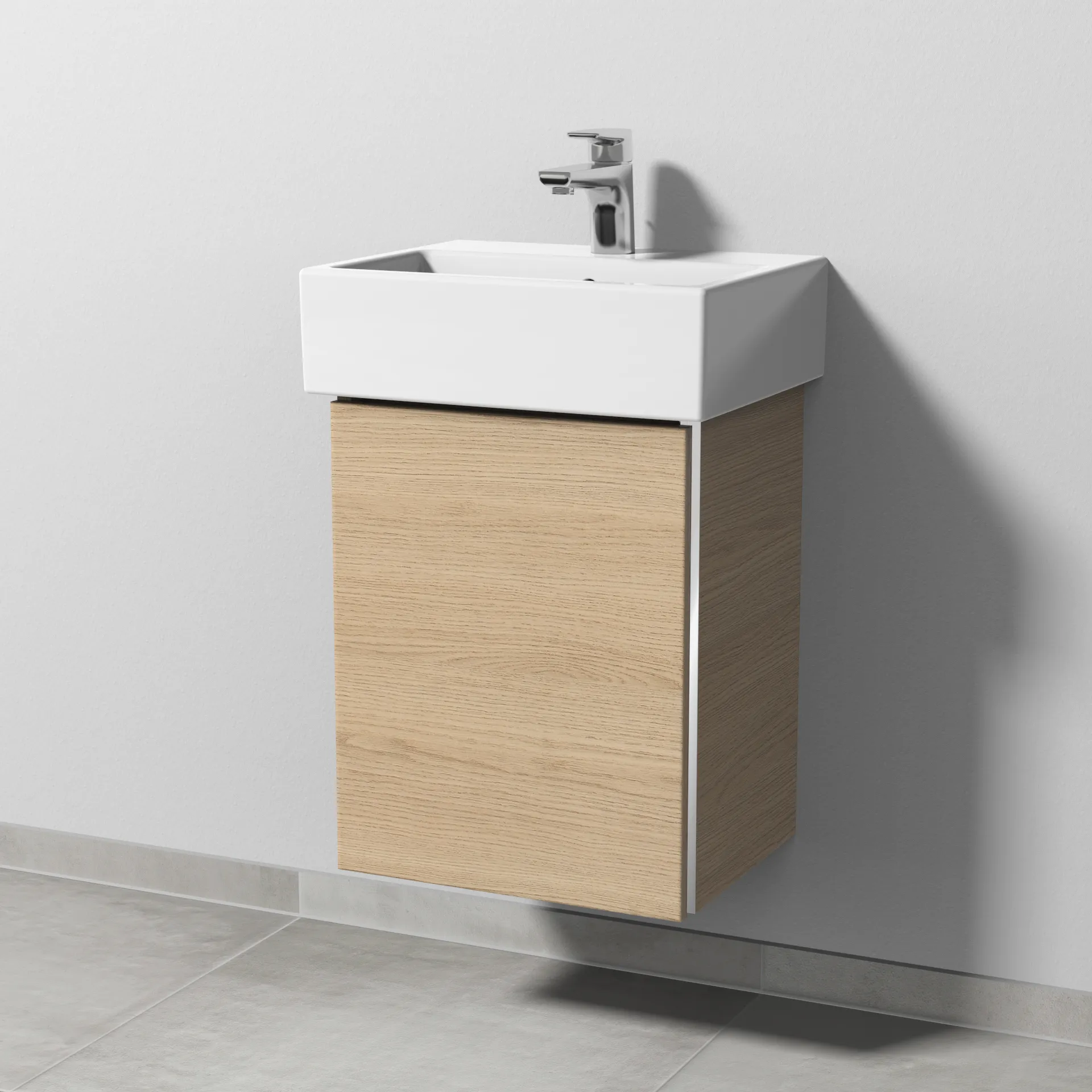 Sanipa Waschtischunterschrank „3way“ passend zu Keramik-Waschtische Vero Air von Duravit 400 × 520 × 332 mm in Eiche Nordic, Anschlag links