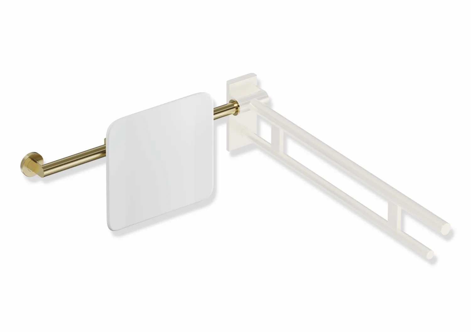 Rückenstütze, System 900, Anbindung Edst. PVD., Lehne Kst., weiß, Achsmaß verstellbar 616-716 mm, T: 150 mm, einseitig Wandmontage mit Rosetten (