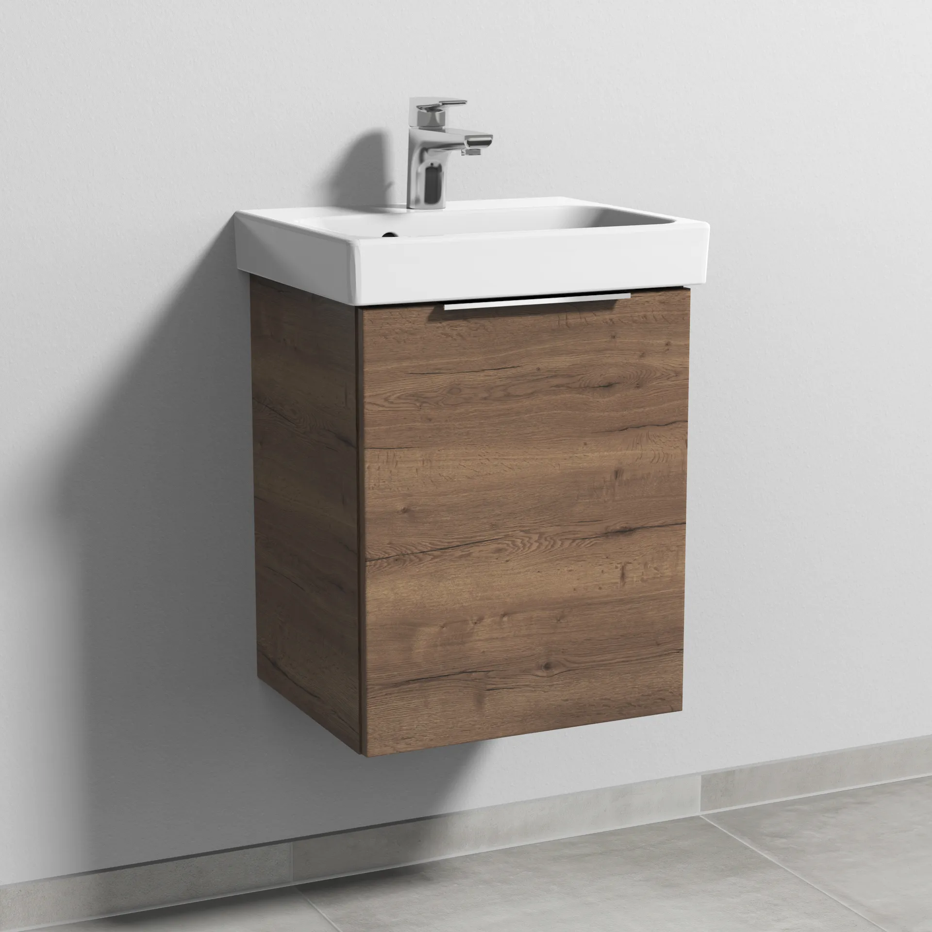 Sanipa Waschtischunterschrank „3way“ 410 × 517 × 353 mm in Eiche Tabak, Anschlag rechts