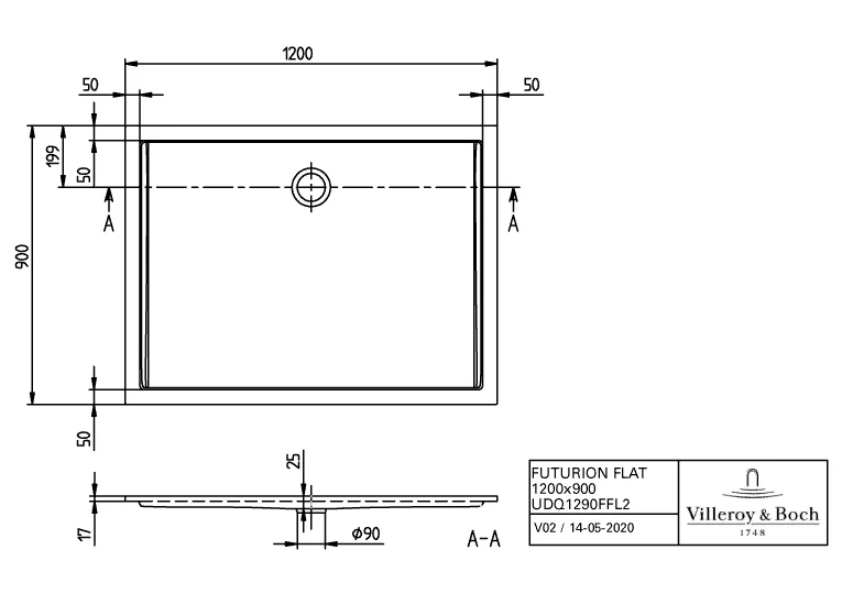 Villeroy & Boch Futurion Flat Duschwanne Rechteck Weiß Alpin
