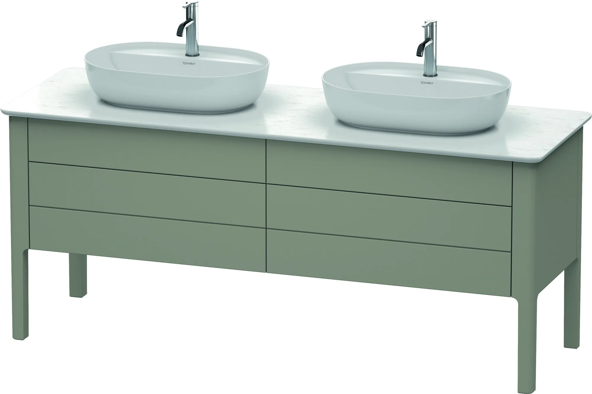 Duravit Waschtischunterschrank bodenstehend „Luv“ 173,3 × 74,3 × 57 cm Steingrau Seidenmatt Becken: links und rechts / Front- & Korpusfarbe: Steingrau Seidenmatt / Größe: 173,3 × 57 × 74,3 cm / Schubladen: 4