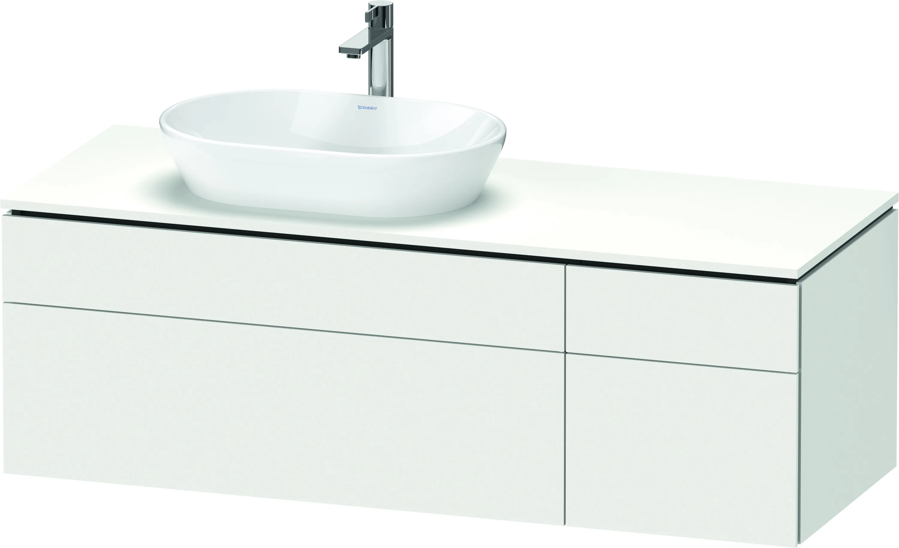 Duravit Waschtischunterschrank wandhängend „L-Cube“ 142 × 48,2 × 55 cm Weiß Supermatt, links Duravit Waschtischunterschrank wandhängend „L-Cube“ 142 × 48,2 × 55 cm Weiß Supermatt, links
