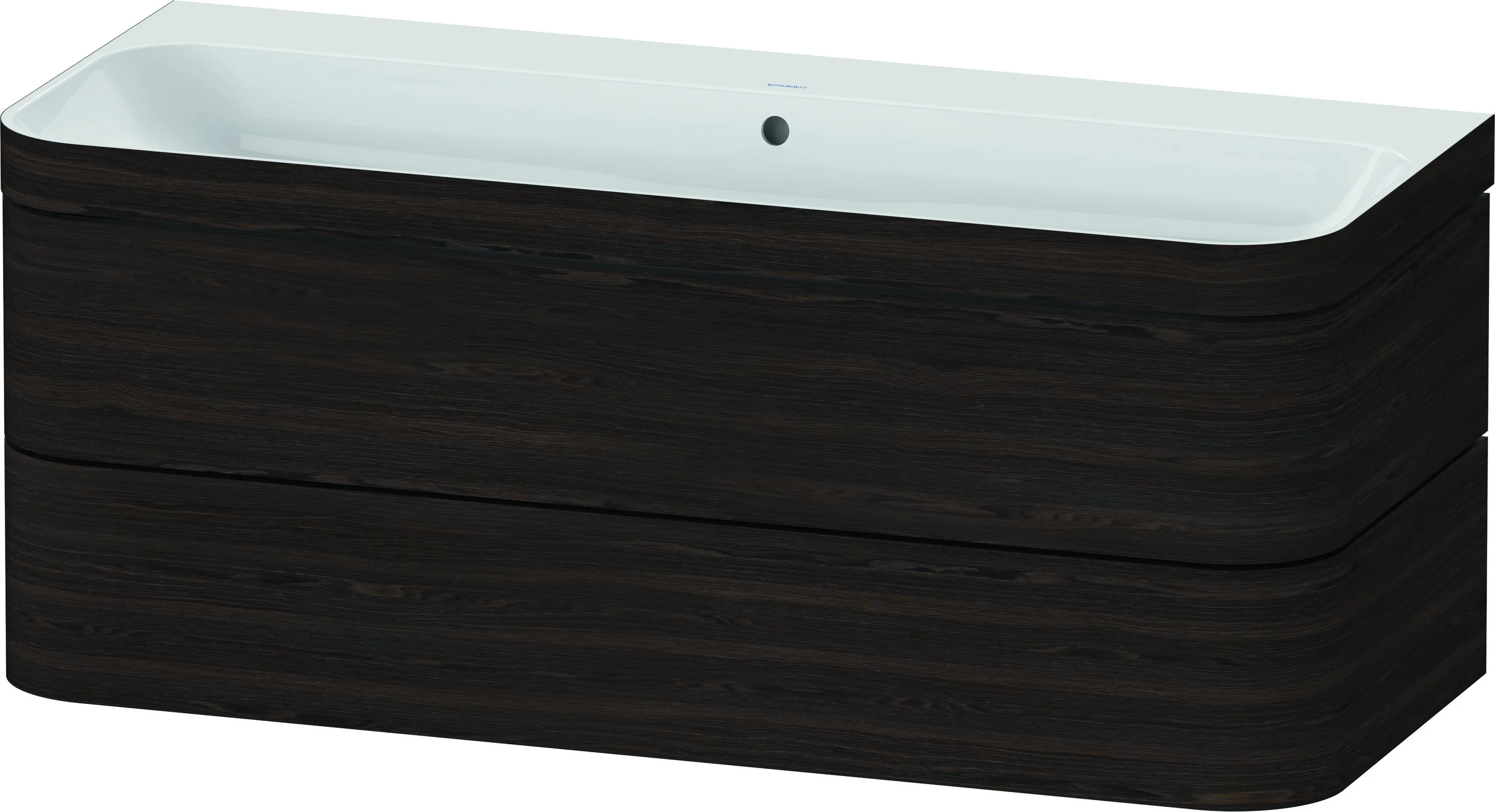 Duravit Waschtischunterschrank c-shaped Set wandhängend „Happy D.2 Plus“ 117,5 × 48 × 49 cm Nussbaum gebürstet