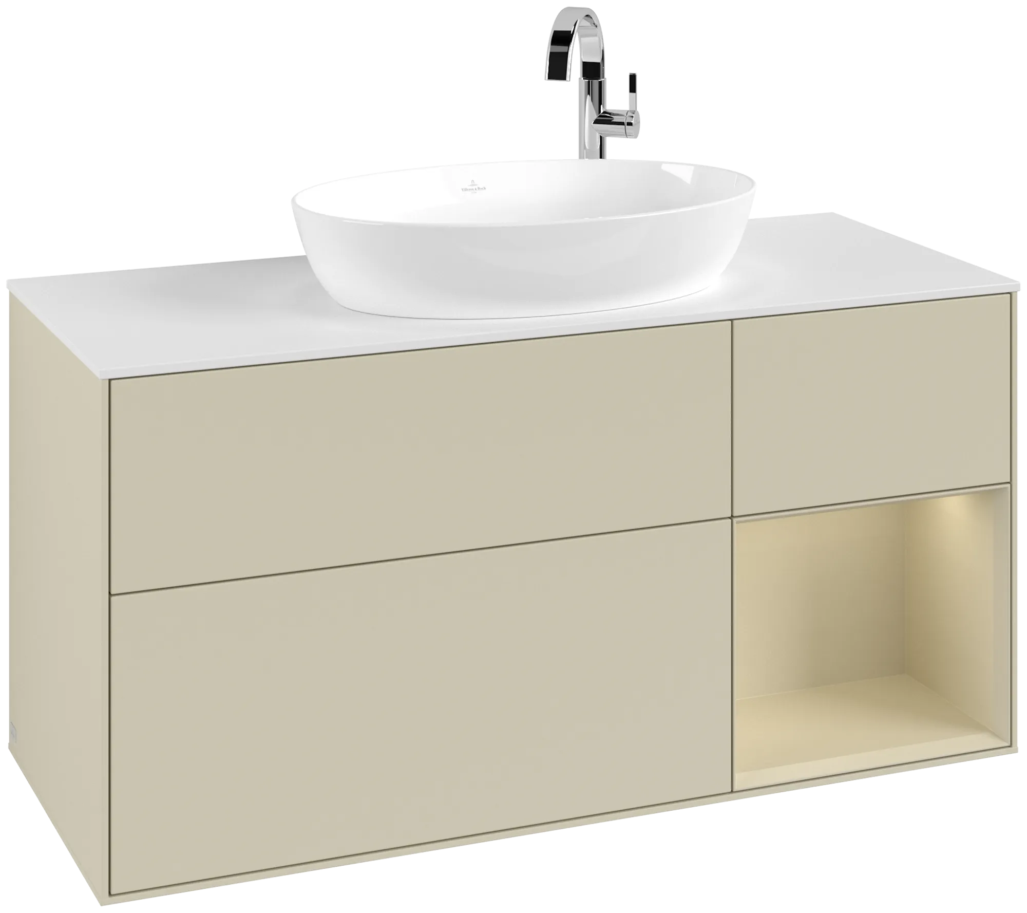 Villeroy & Boch Finion Waschbeckenunterschrank G95 1200x603x501mm Silk Grey Matt Lacquer/Glass White Matt