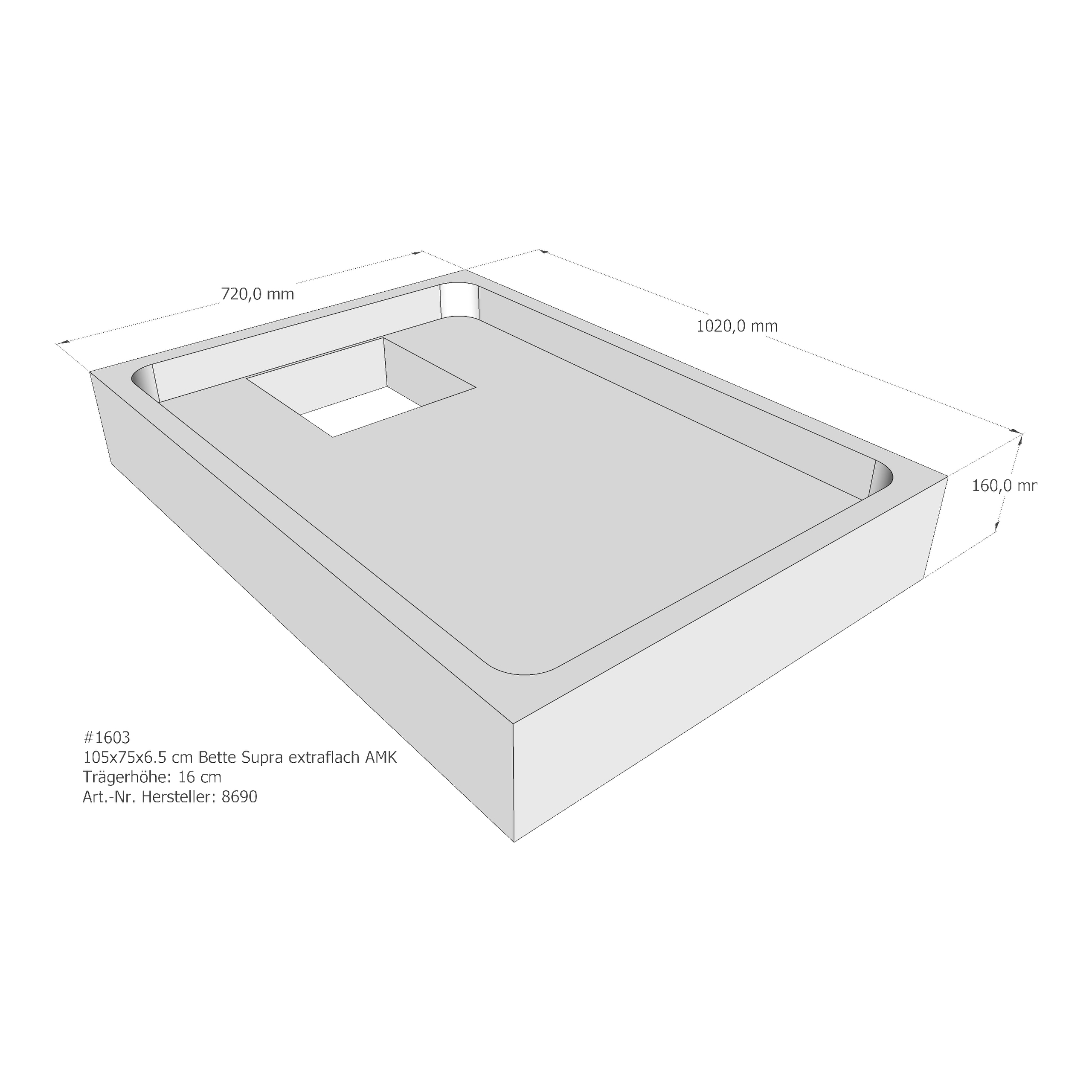 Duschwannenträger für Bette Supra (extraflach) 105 × 75 × 6,5 cm Duschwannenträger für Bette Supra (extraflach) 105 × 75 × 6,5 cm
