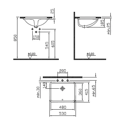 VitrA S20 Unterbauwaschtisch 48 x 36 cm rechteckig mit Überlauf Weiß Hochglanz VitrA S20 Unterbauwaschtisch 48 x 36 cm rechteckig mit Überlauf Weiß Hochglanz