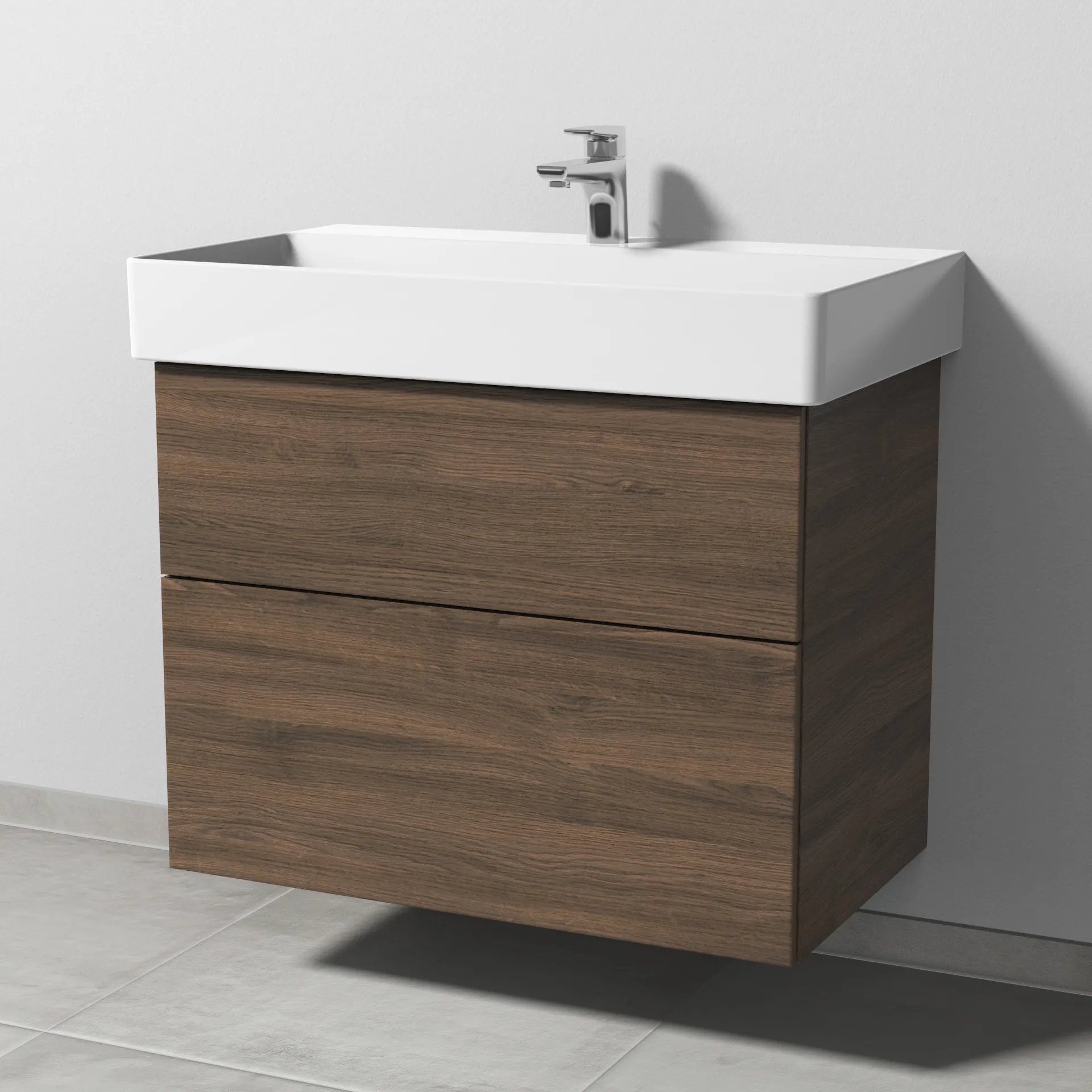 Sanipa Waschtischunterschrank „3way“ passend zu Keramik-Waschtische Dura Square von Duravit 750 × 588 × 447 mm in Eiche Arizona