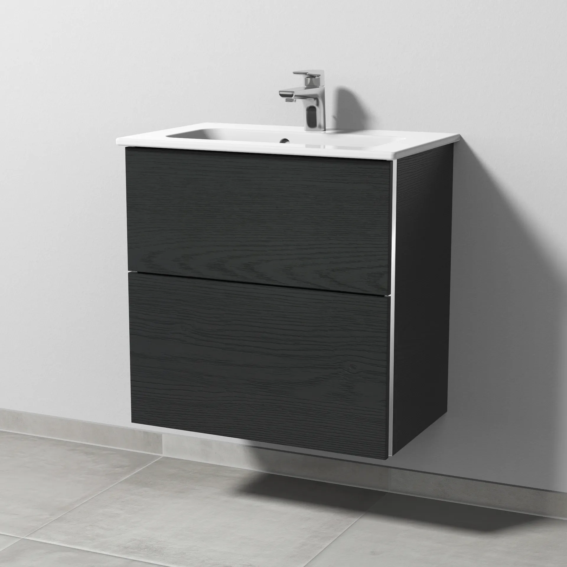 Sanipa Waschtischunterschrank „3way“ passend zu Keramik-Waschtische ME by Starck von Duravit 600 × 613 × 382 mm in Black Oak