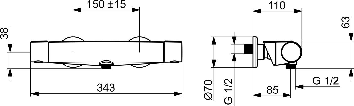 Brausebatterie OPTIMA 6514 Chrom