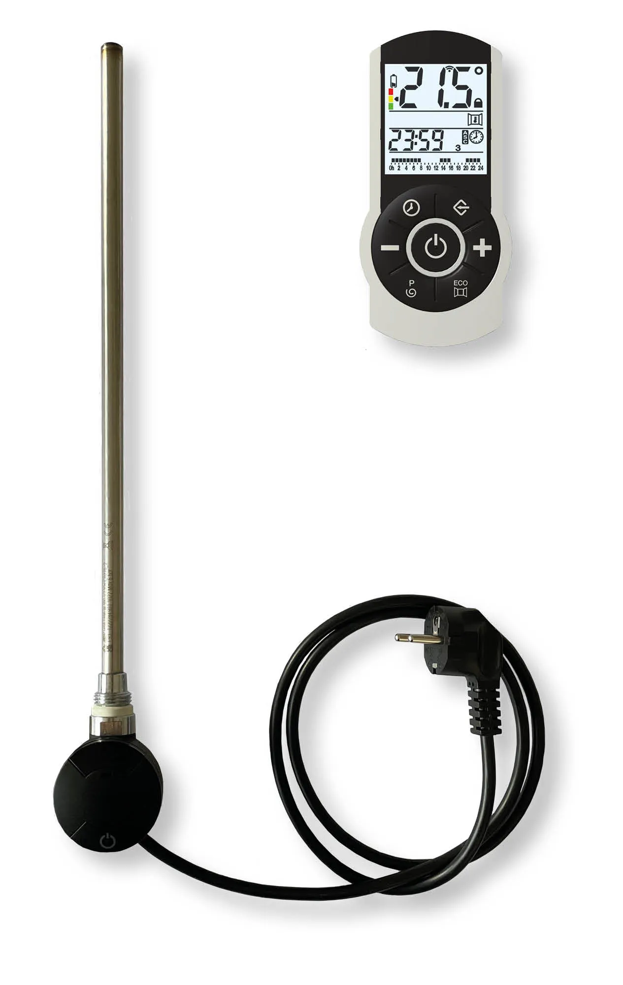 Heizstab Serie T mit Raumtemperaturregler Schwarz samtmatt, inklusive IR Fernbedienung, 230 V, 1000 W Farbe: Schwarz samtmatt / Leistung (Heizstab): 1000 W