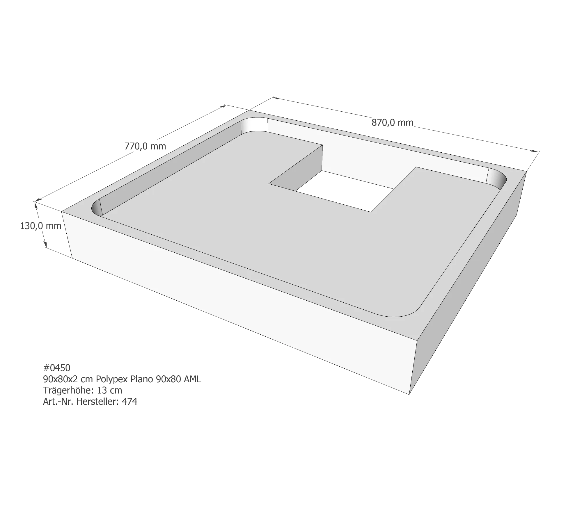 Duschwannenträger für Polypex Plano 90×80 90 × 80 × 2 cm