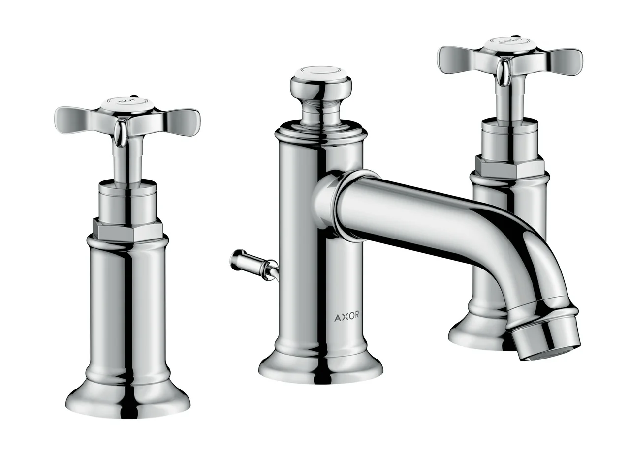 Hansgrohe AXOR Montreux 3-Loch Waschtischarmatur Unterputz, Chrom, Ausladung 225 mm, Kreuzgriff, Normalstrahl Hansgrohe AXOR Montreux 3-Loch Waschtischarmatur Unterputz, Chrom, Ausladung 225 mm, Kreuzgriff, Normalstrahl