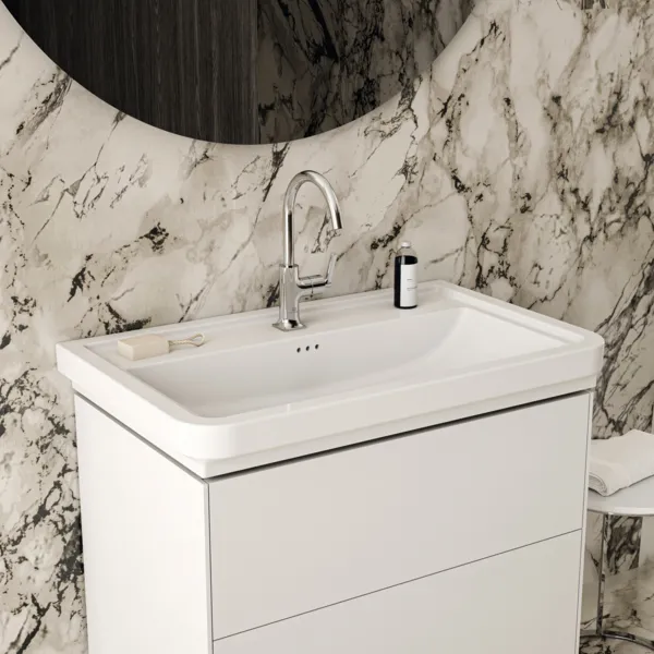 Waschtischarmatur Joy Neo mit Ablaufgarnitur Ausladung 169mm Hebelgriffe Magnetic Grey Waschtischarmatur Joy Neo mit Ablaufgarnitur Ausladung 169mm Hebelgriffe Magnetic Grey