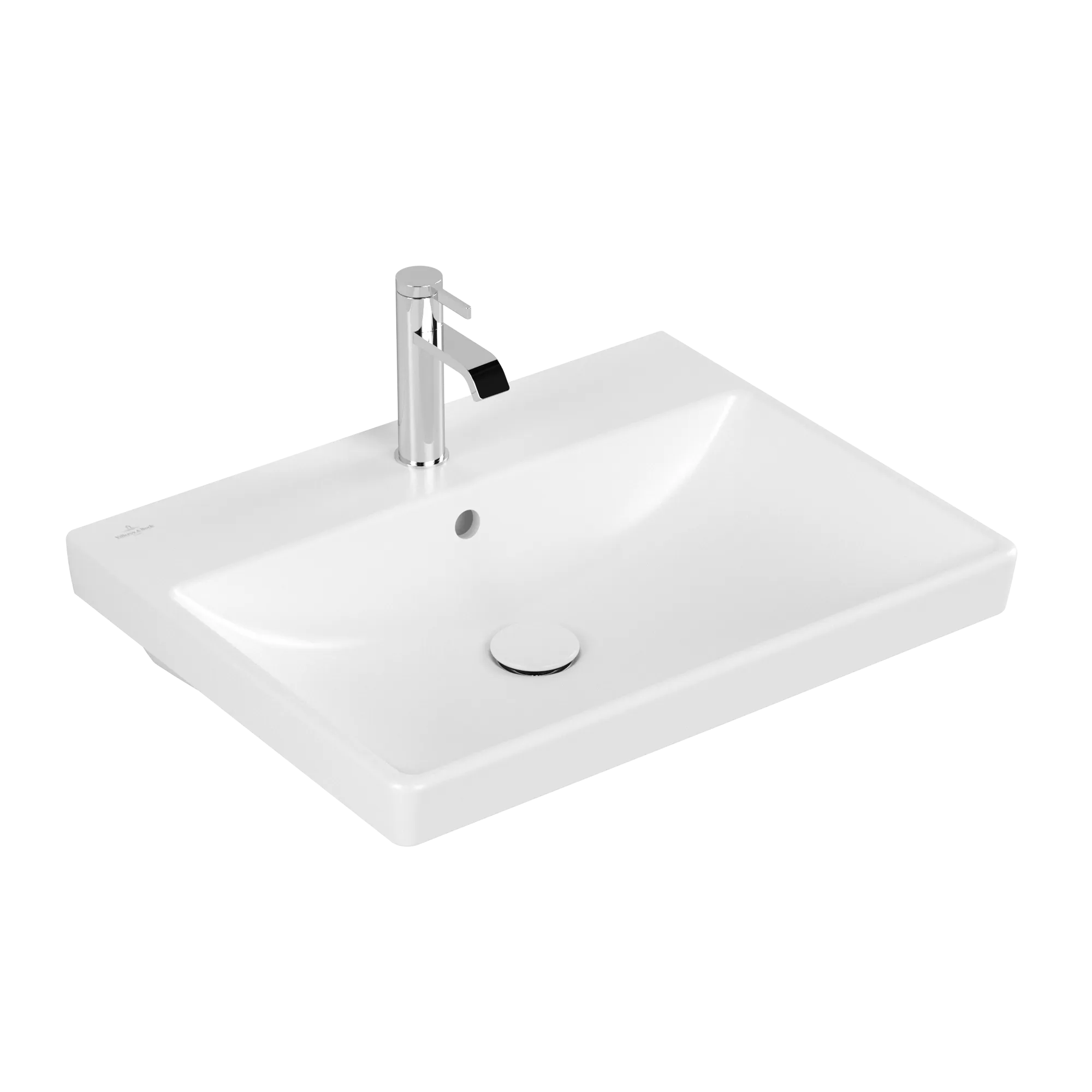 Villeroy & Boch Avento Waschbecken, 600x470x180 mm, Stone White CeramicPlus, Rechteck, mit Überlauf, Wandmontage Villeroy & Boch Avento Waschbecken, 600x470x180 mm, Stone White CeramicPlus, Rechteck, mit Überlauf, Wandmontage