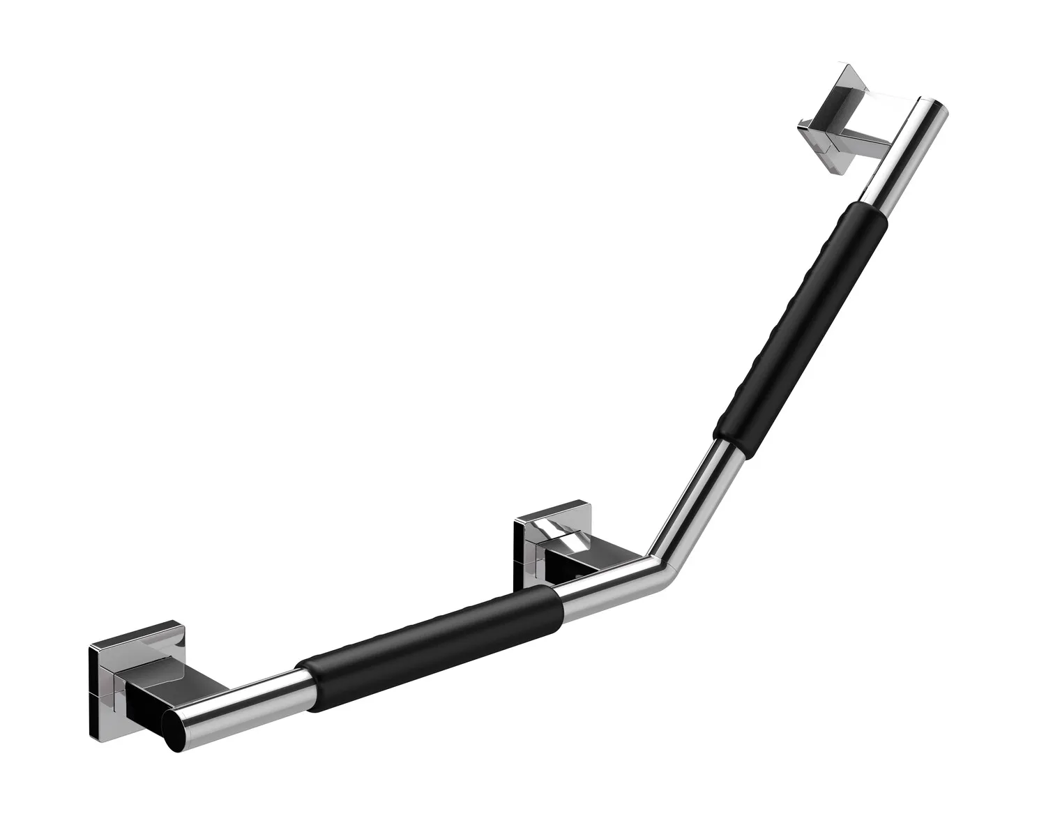 emco 135°-Winkelgriff „system 2“ mit rutschhemmender Ummantelung in chrom / schwarz, links emco 135°-Winkelgriff „system 2“ mit rutschhemmender Ummantelung in chrom / schwarz, links