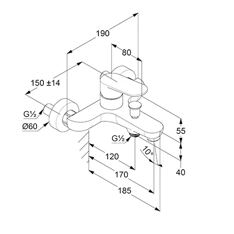 Kludi Kludi-X1 Badewanne-Einhandmischer chrom Kludi Kludi-X1 Badewanne-Einhandmischer chrom