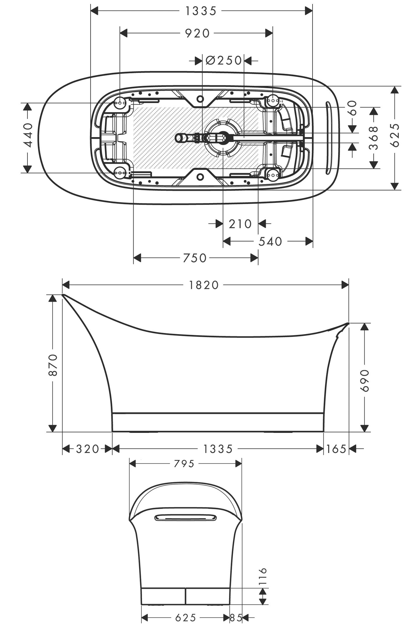 Badewanne Axor Urquiola 1800mm Badewanne Axor Urquiola 1800mm