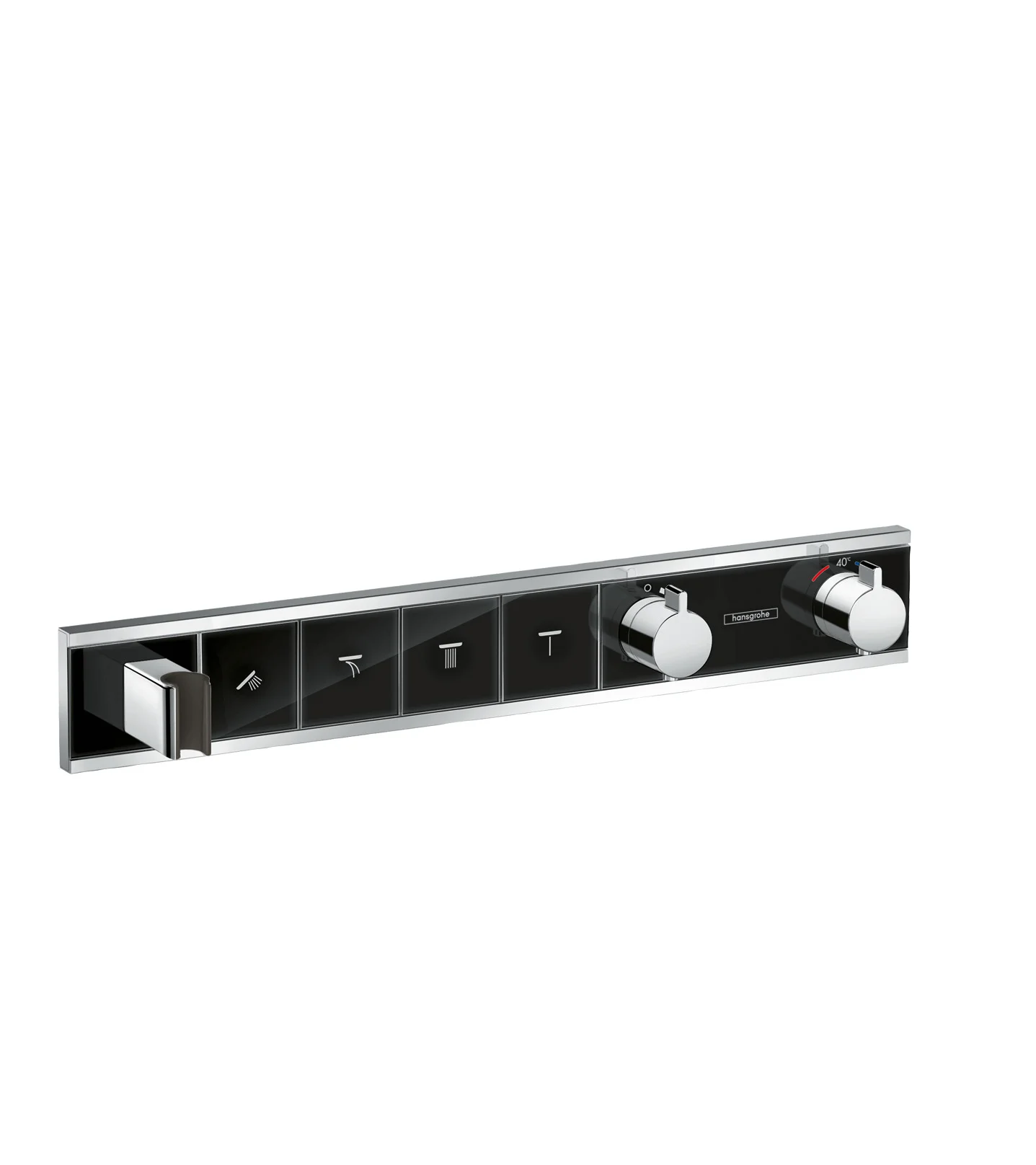 Hansgrohe RainSelect Thermostat Unterputzset, 4 Verbraucher, schwarz/chrom, mit Brausehalter und Tasten für Handbrause, Schwall, Rain groß, MonoRain Hansgrohe RainSelect Thermostat Unterputzset, 4 Verbraucher, schwarz/chrom, mit Brausehalter und Tasten für Handbrause, Schwall, Rain groß, MonoRain