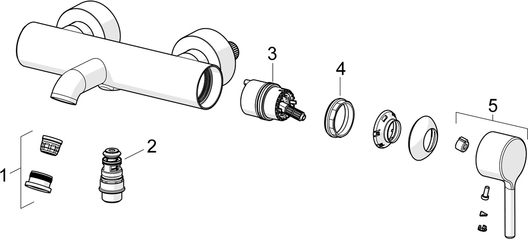 EHM Wannenfüll- und Brausebatterie VANTIS Style 5444 Ausladung 168 mm Chrom