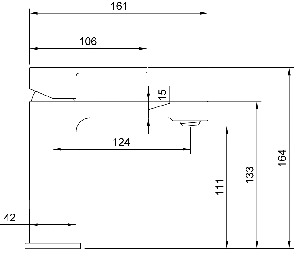 Einhand-Waschtischarmatur „Architectura“ 16,1 cm Ausladung 124 mm in Chrom Einhand-Waschtischarmatur „Architectura“ 16,1 cm Ausladung 124 mm in Chrom