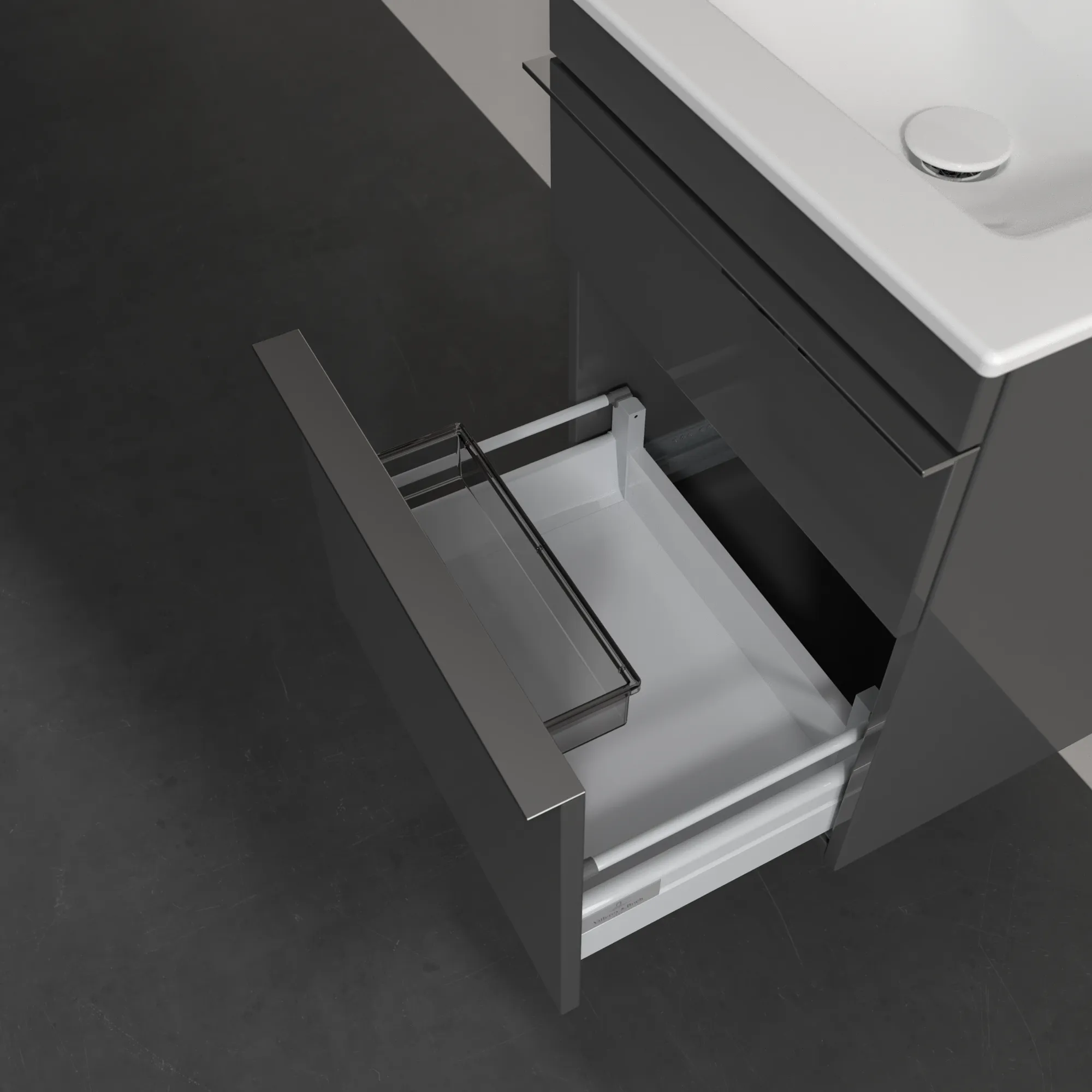 Villeroy & Boch Waschtischunterschrank „Venticello“ für Schrankwaschtisch 466 × 590 × 425 mm Glossy Grey, für Becken mittig