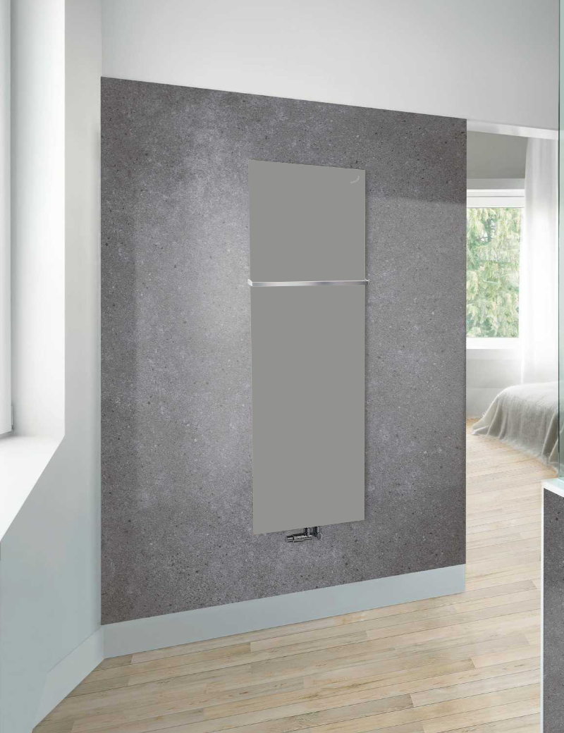 Zehnder Design-Elektroheizkörper „Fina Lean Bar“ 50 × 130 cm in Telegrey 2 (RAL 7046)