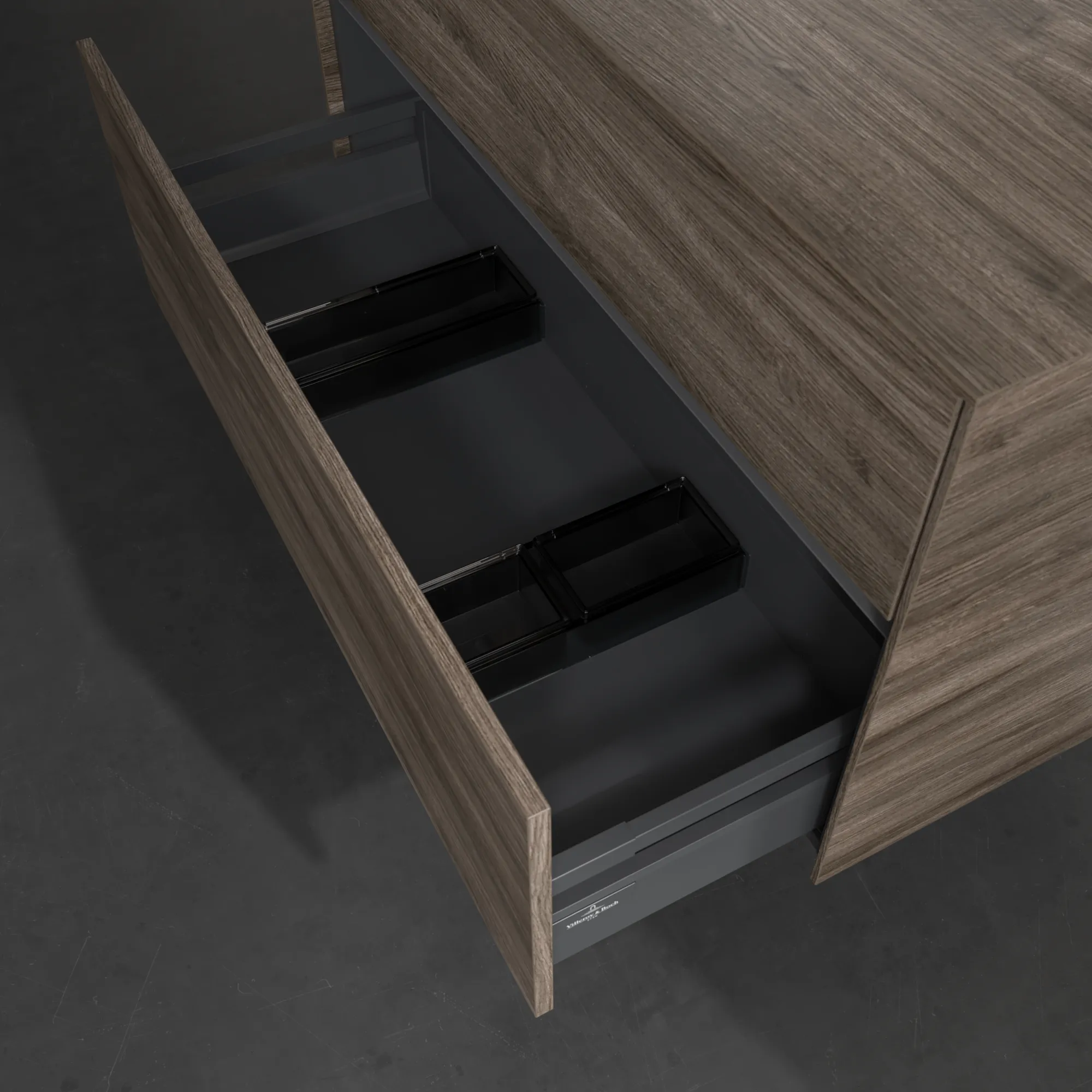 Villeroy & Boch Waschtischunterschrank „Collaro“ 1000 × 548 × 500 mm Stone Oak, ohne Beleuchtung, für Becken links