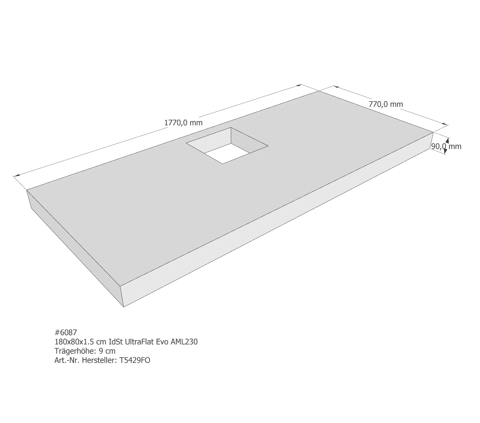 Duschwannenträger passend für Ideal Standard 180 × 80 × 1,5 cm