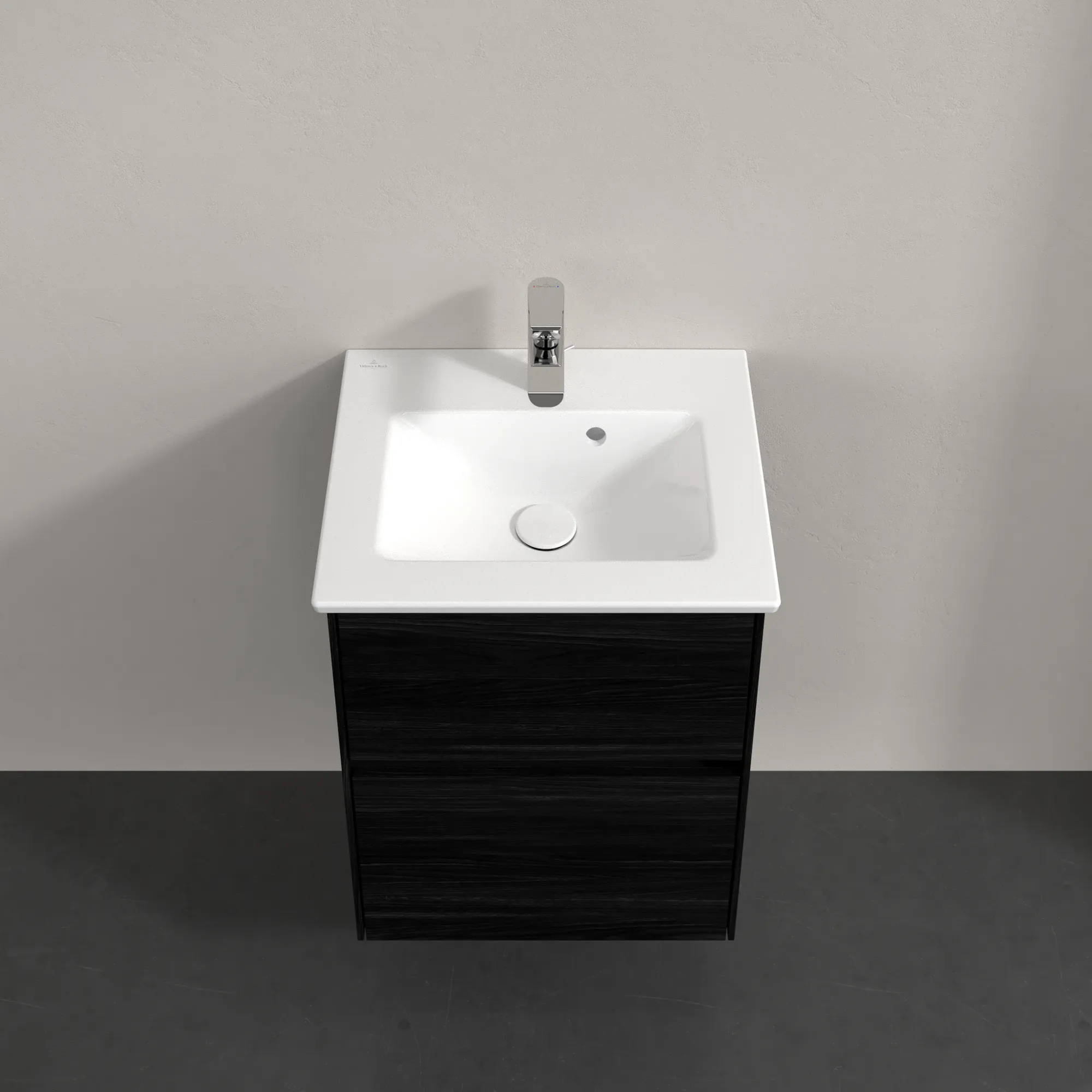 Villeroy & Boch Waschtischunterschrank „Collaro“ 472 × 610 × 404 mm Black Oak, ohne Beleuchtung, für Becken mittig Villeroy & Boch Waschtischunterschrank „Collaro“ 472 × 610 × 404 mm Black Oak, ohne Beleuchtung, für Becken mittig