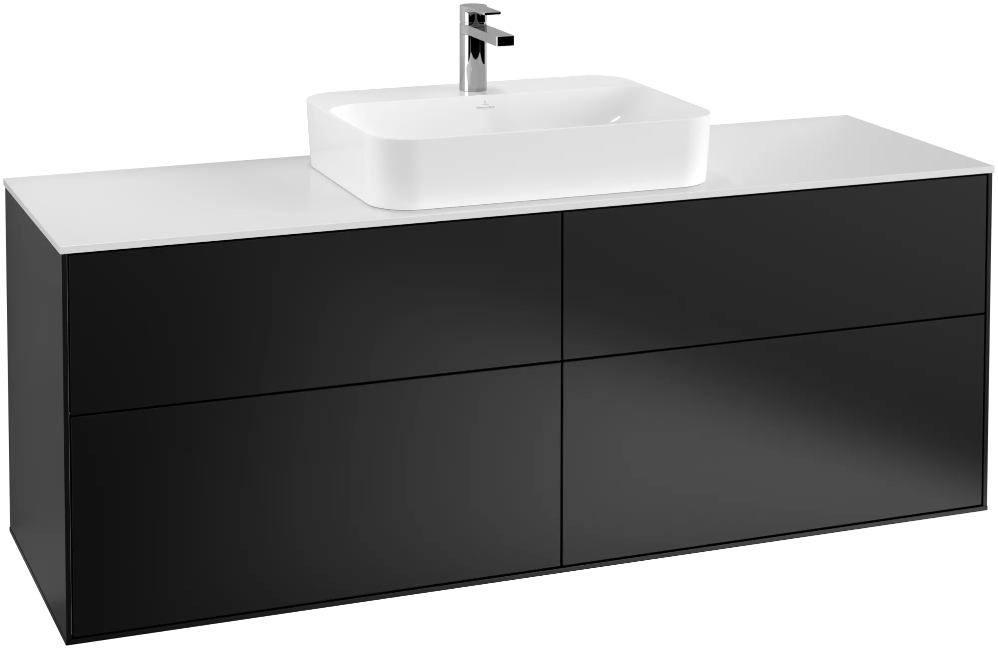Villeroy & Boch Finion Waschbeckenunterschrank F44, 1600x603x501mm, Black Matt Lacquer / Glass White Matt
