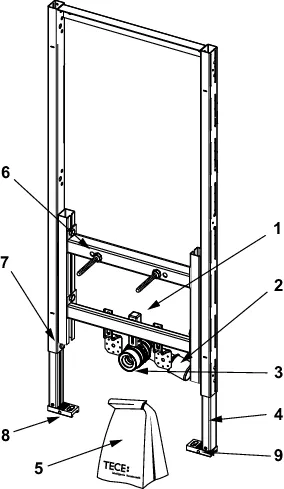 Bidetmodul TECEprofil für wandhängendes Bidet, Bauhöhe 1120 mm