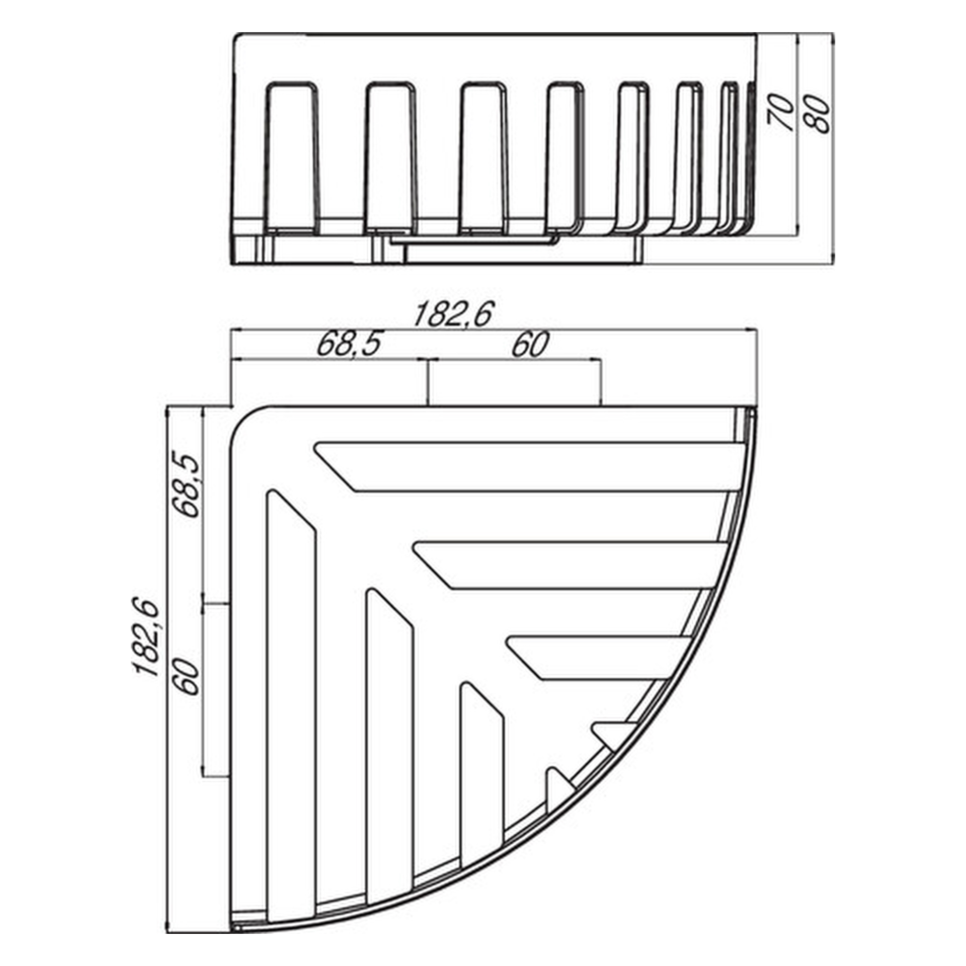 Eck-Wandkorb „System 2“, Befestigung verdeckt 18,3 × 18,3 × 8,4 cm 